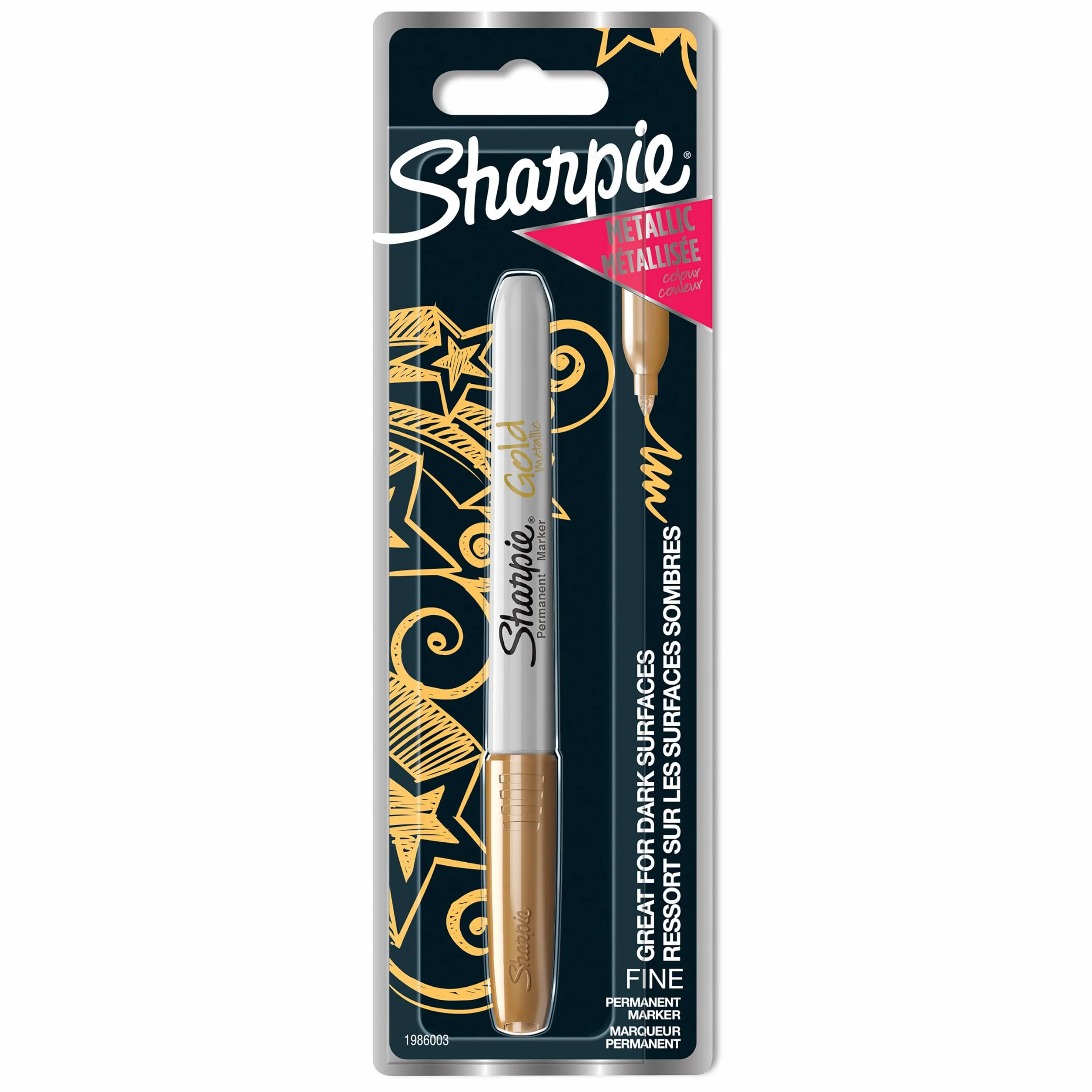 Sharpie rotuladores metálicos permanentes punta fina tinta dorada paquete de 1 marcador