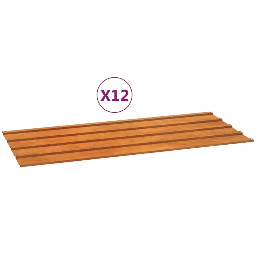 Genérico Paneles de tejado 12 uds Acero corten Oxidado 100x44cm,Bricolaje,Materiales de construcción,Techo,Tejas y baldosas para techo-151974