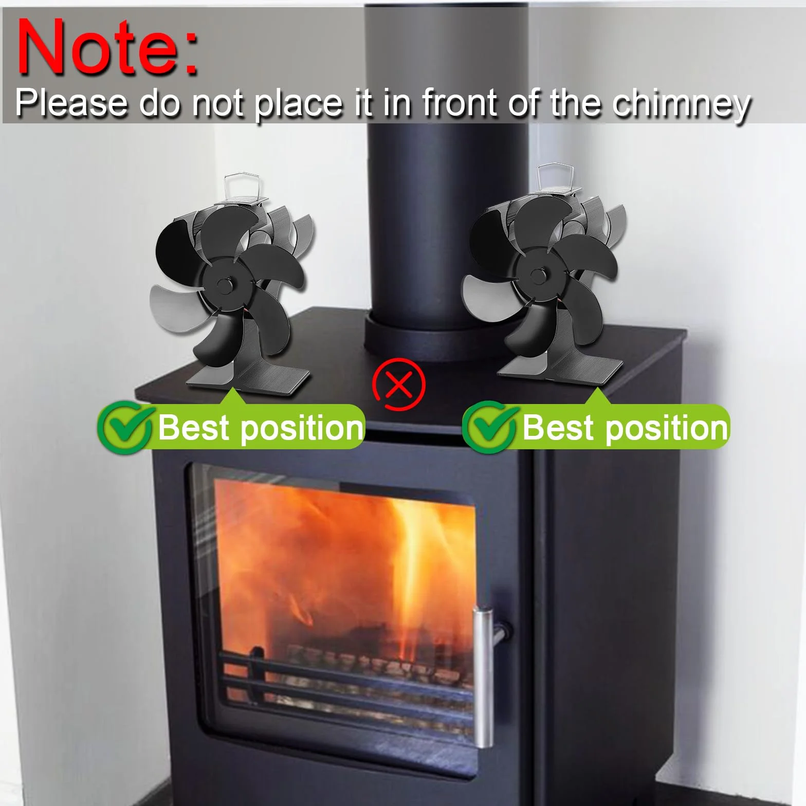 Ventilador de chimenea con 6 aspas, ventilador de estufa con mando a distancia, ventilador térmico para estufas y chimeneas de leña, funcionamiento silencioso