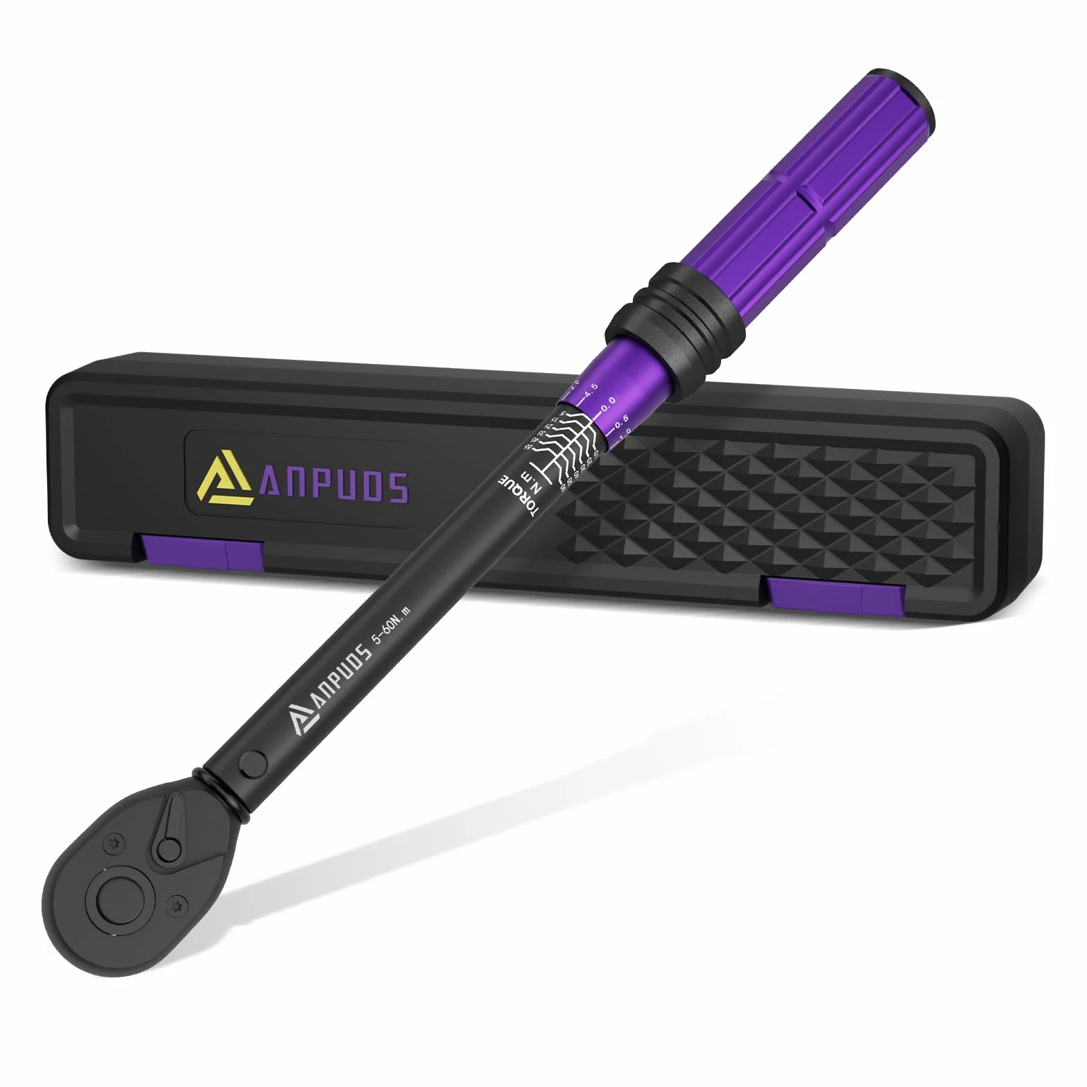 ANPUDS 3/8" Llave Dinamométrica 5-60 Nm, Precisión ± 3%, Llave Dinamométrica Motocicleta con Cabeza de Carraca Reversible de 72 Dientes para Bicicletas, Motocicletas y Coches Sustitución de Bujías