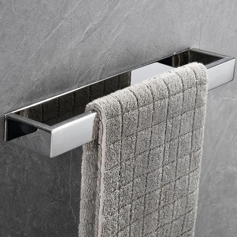Toallero Autoadhesivo de Aceros Inoxidables Toallero de Pared Sin Perforación Cromado Toallero de Baño para Baño Cocina (40 cm)