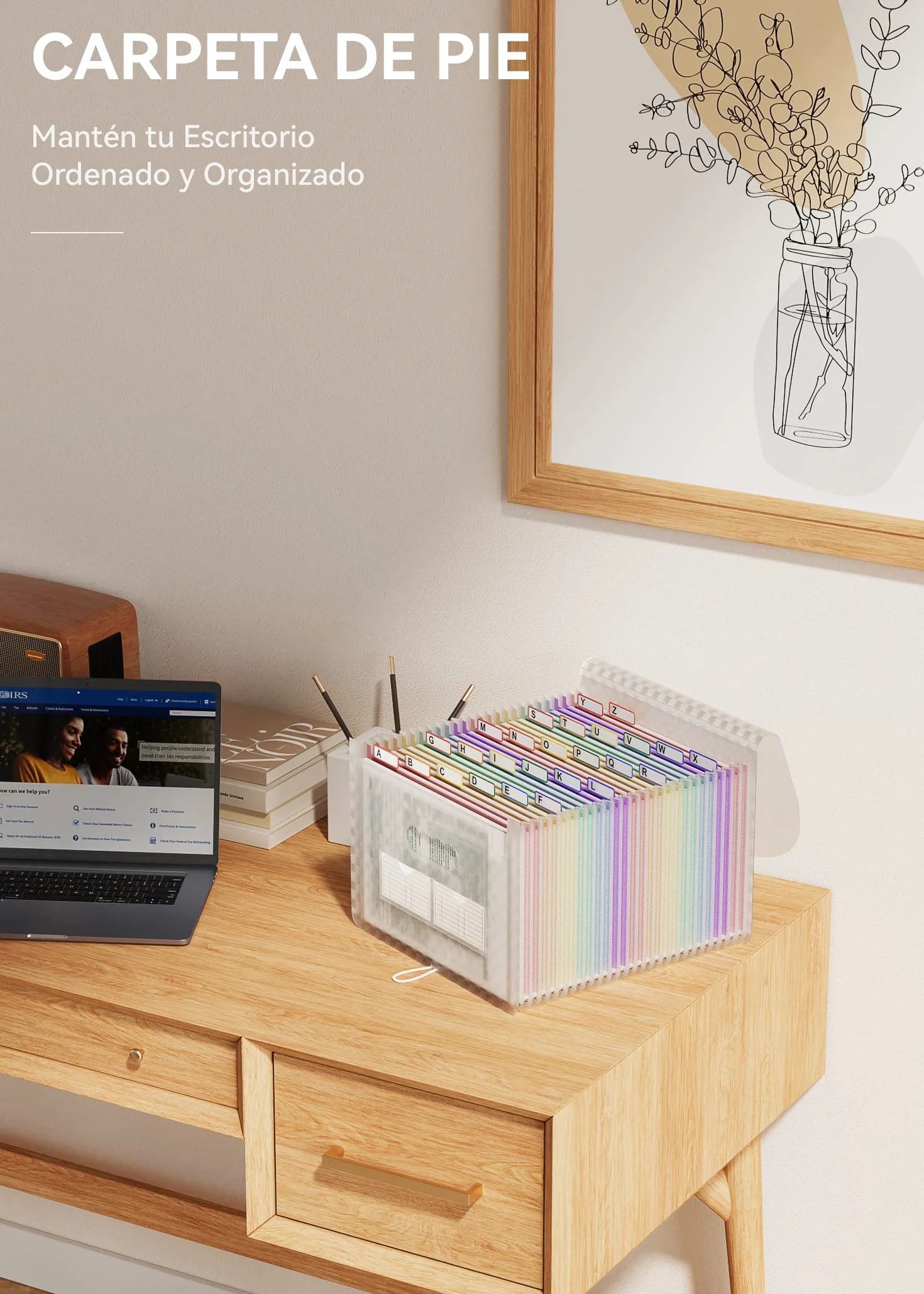 Carpeta Clasificadora de Acordeon A4 26 Bolsillos Plastico Archivador con Patron de Cuadricula Organizador Papeles Extensible Rosado