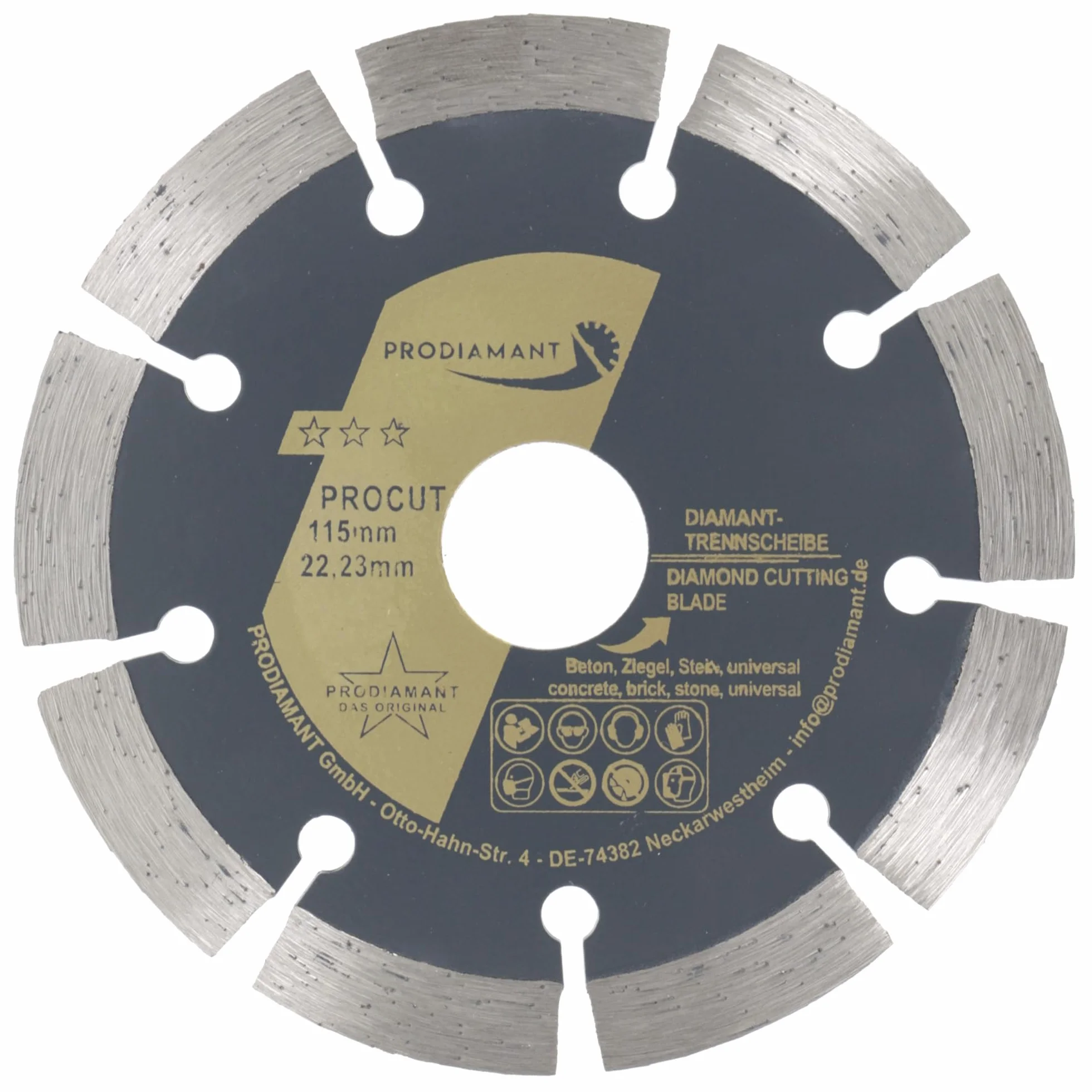 Disco de corte de diamante universal 115 x 22,2 mm para hormigón, piedra, ladrillo