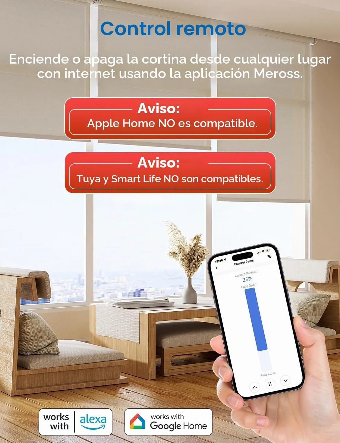 Meross Interruptor de Cortina, Interruptor de Persianas LED Inteligentes WiFi (Necesita Cable Neutro) Compatible con Alexa y Google Assistant, Control por Porcentaje, 2.4GHz