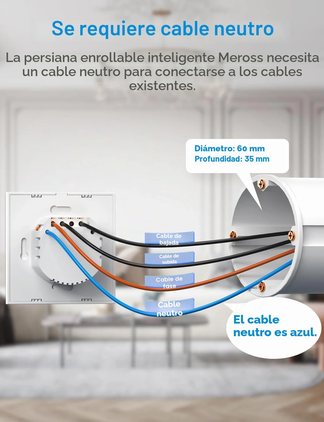 Meross Interruptor de Cortina, Interruptor de Persianas LED Inteligentes WiFi (Necesita Cable Neutro) Compatible con Alexa y Google Assistant, Control por Porcentaje, 2.4GHz