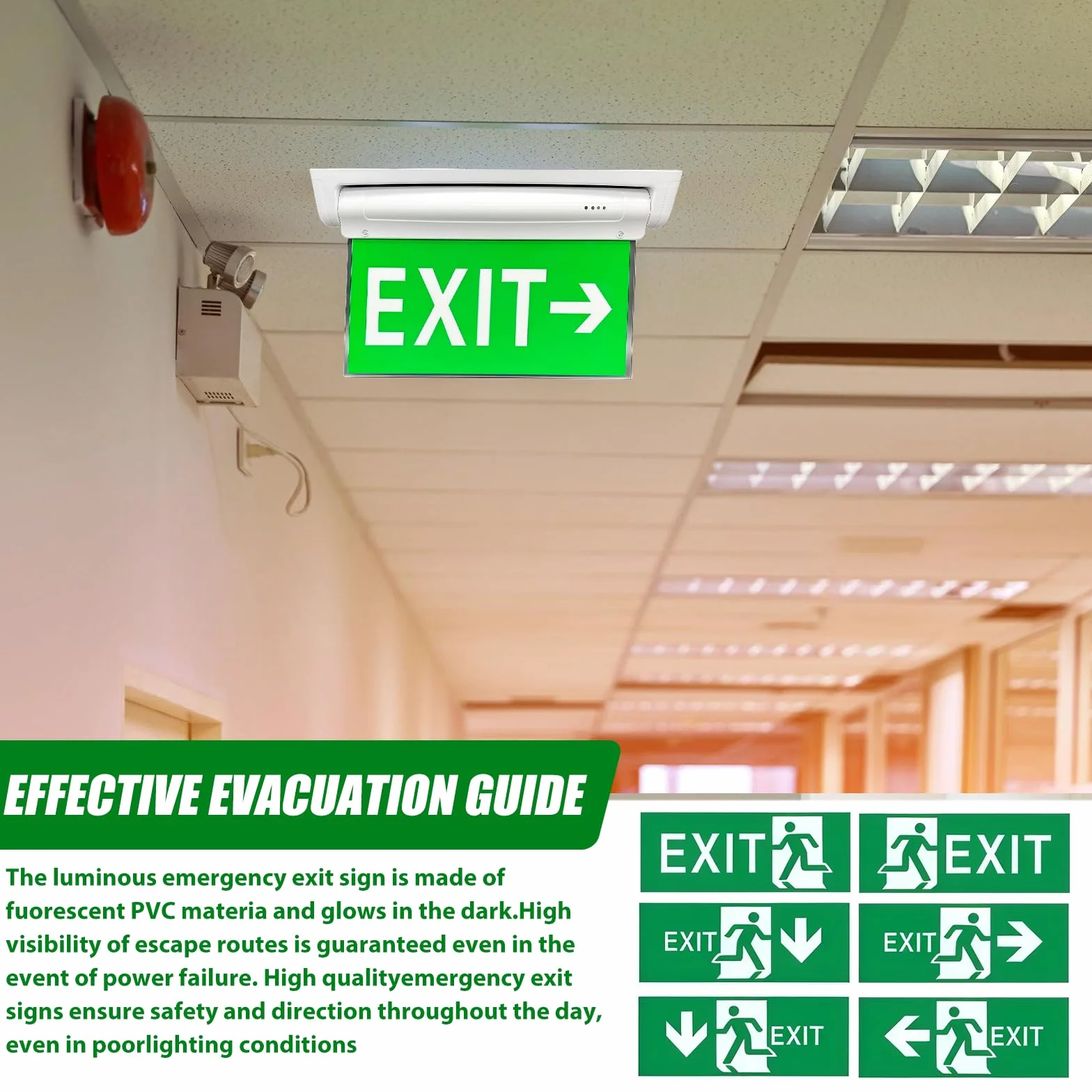 Iluminación LED de emergencia doble cara 3h batería IP30 6 pictogramas intercambiables