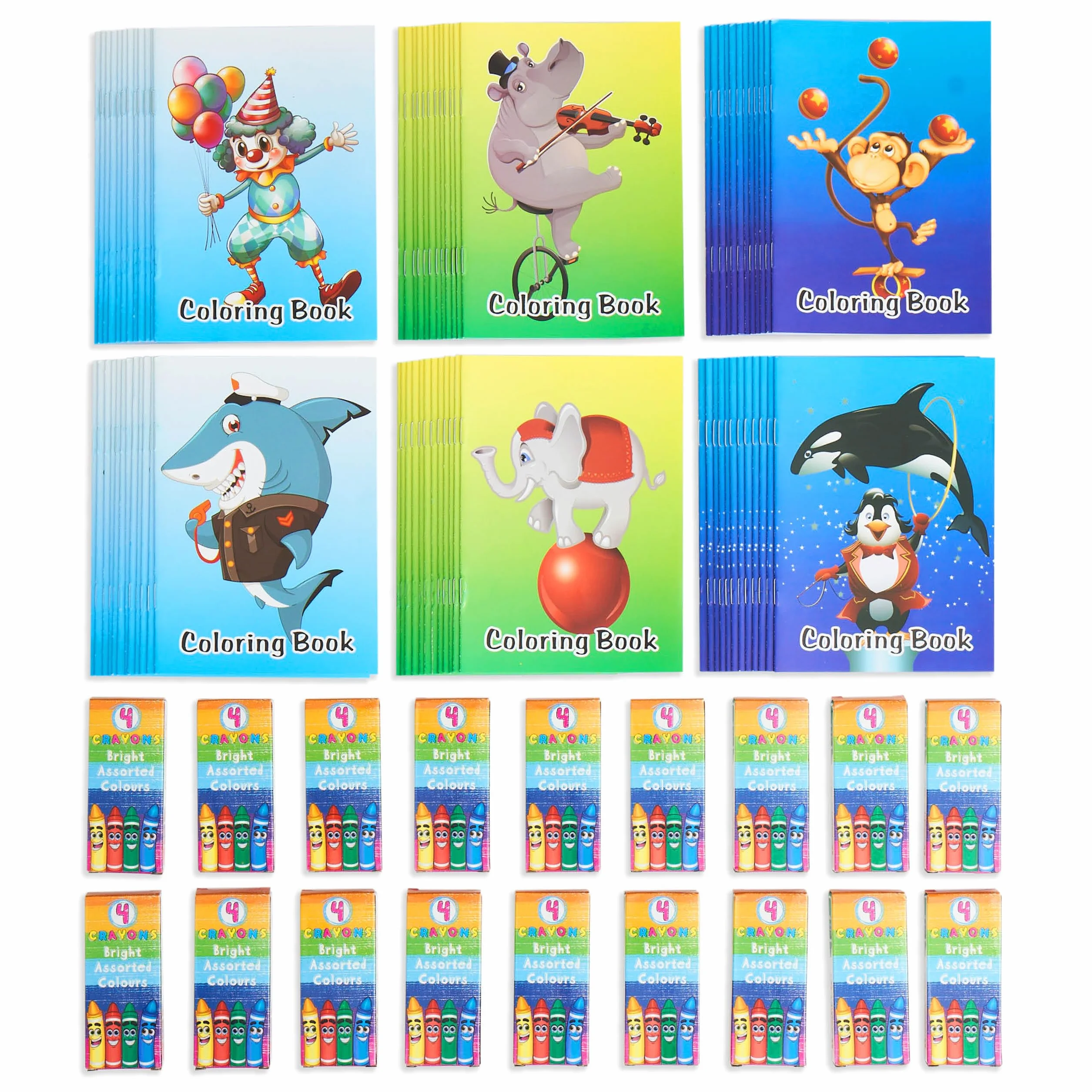 THE TWIDDLERS 72 Mini Libros para Colorear y 18 Cajas de Crayones de Cera, Tamaño A6