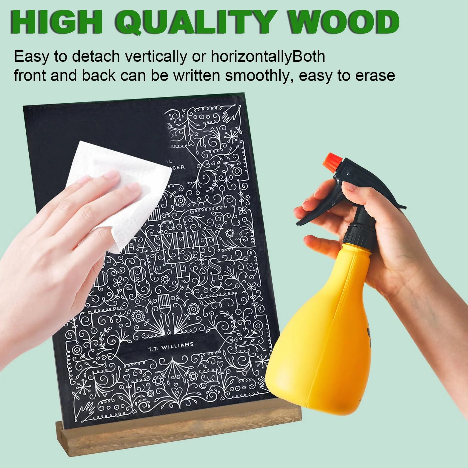 DAJAVE Pizarras para Escribir 15 x 22 cm A5 Doble Cara Soporte de Madera