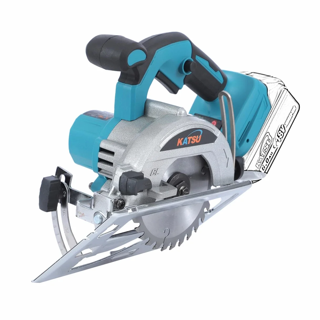 Sierra Circular Inalámbrica KATSU FIT-BAT de 21V, Sierra Circular Eléctrica de 5" con Motor sin Escobillas, 13000RPM, 30mm Profundidad de Corte, Hoja de Corte de 125mm Incluida, sin Baterías