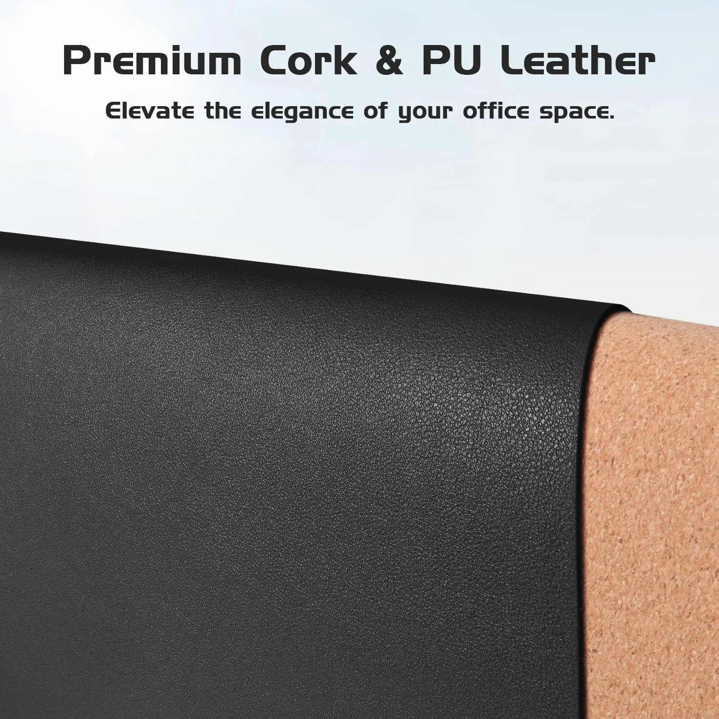Aothia Alfombrilla Escritorio Doble Cara Corcho Natural Cuero PU Impermeable 65x35cm Negro