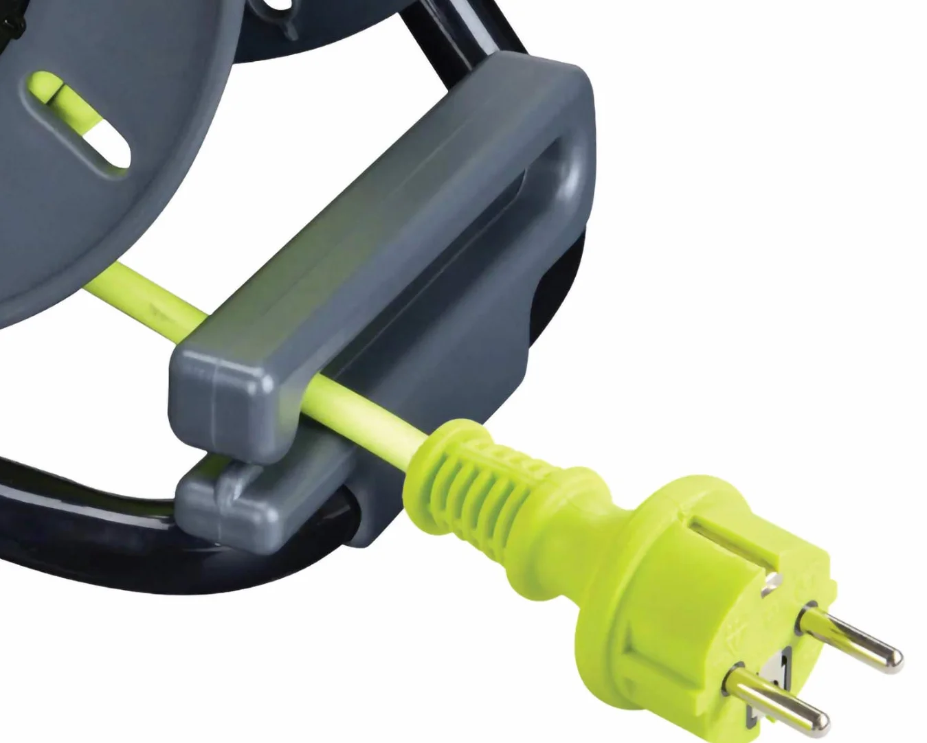 Masterplug Pro-XT Enrollacables 3 tomas IP44 con asa de bobinado, interruptor térmico e interruptor de alimentación, cable de alta visibilidad de 25 metros