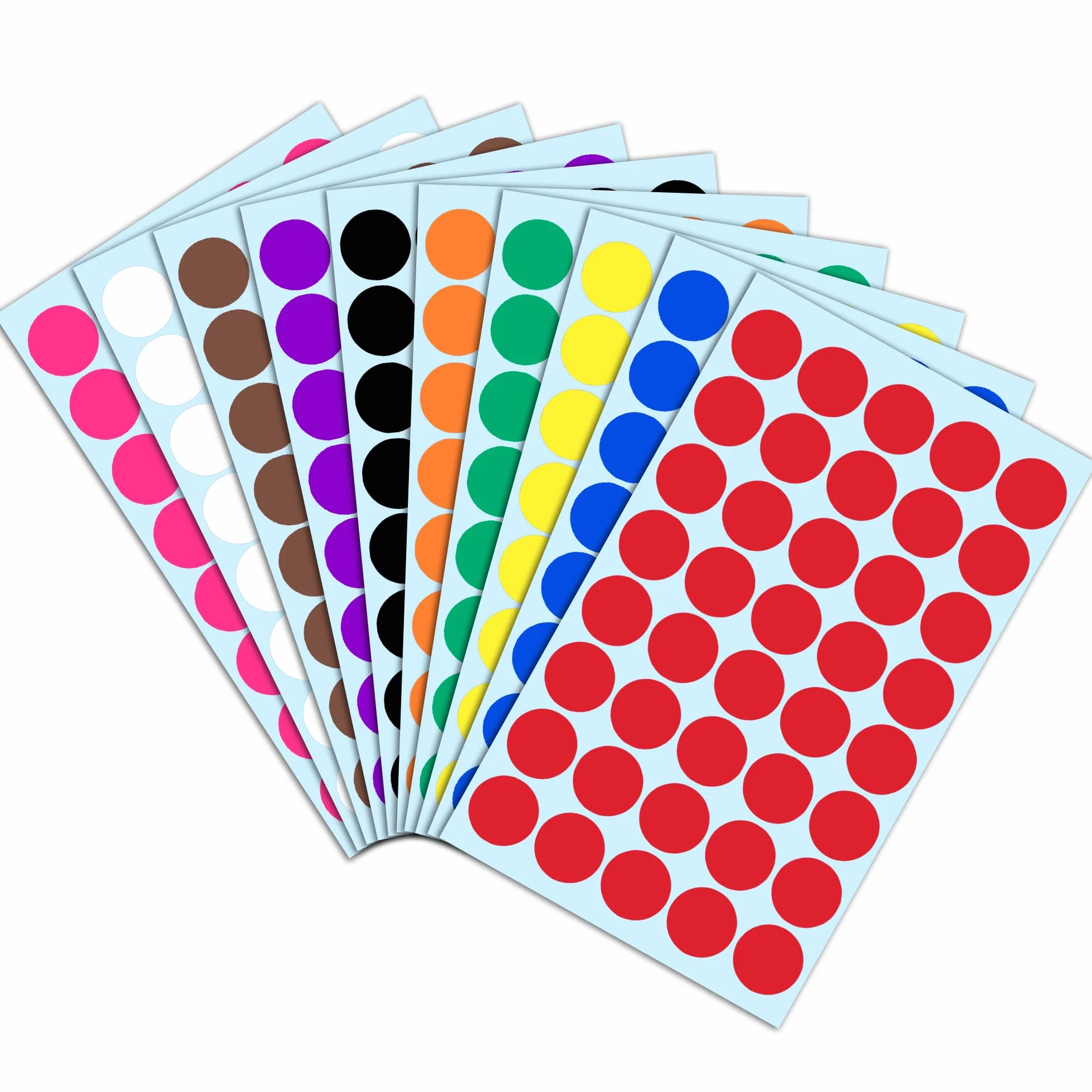 Gomets Colores Surtidos 20mm Pegatinas Adhesivos 2000 Piezas 10 Colores
