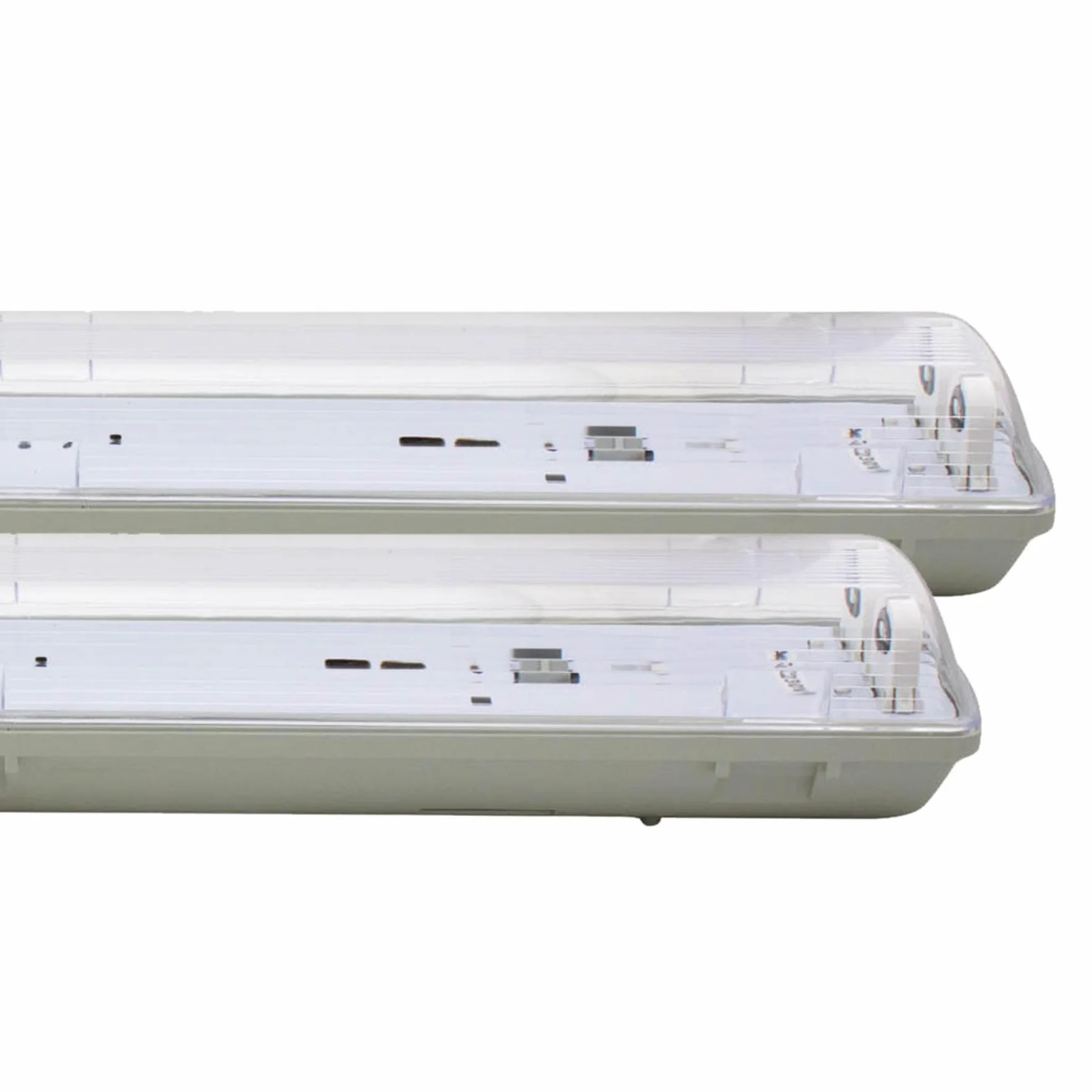 VZLED - Pantalla estanca para 2 tubos led 120 cm (SIN TUBO), pantalla doble, iluminación garaje, iluminación fluorescente, pantalla fluorescente estanca (Pack 2 uds para 2 tubos 120 cm SIN TUBO)