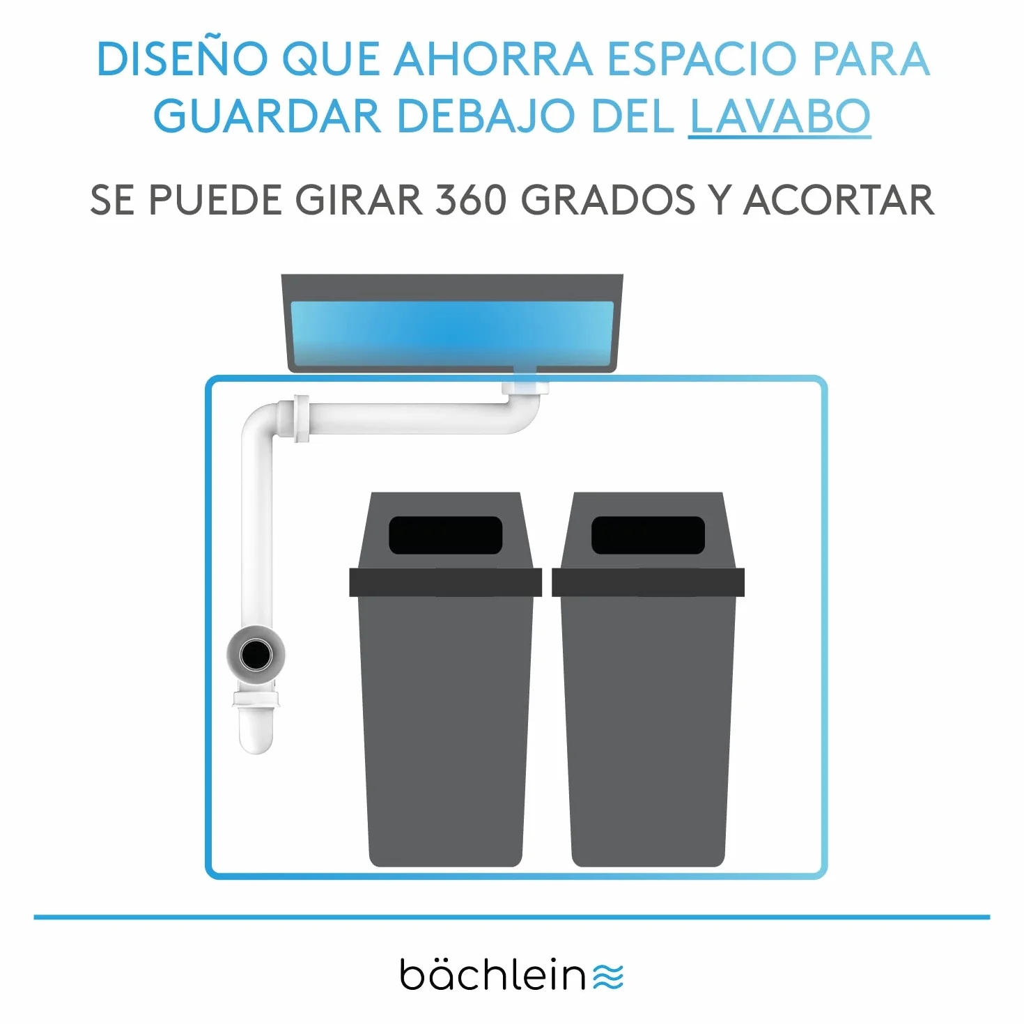 Bächlein G 1 1/4 Sifón de Lavabo Plano 32 mm para Baño - Ahorro de Espacio - Hecho en Alemania