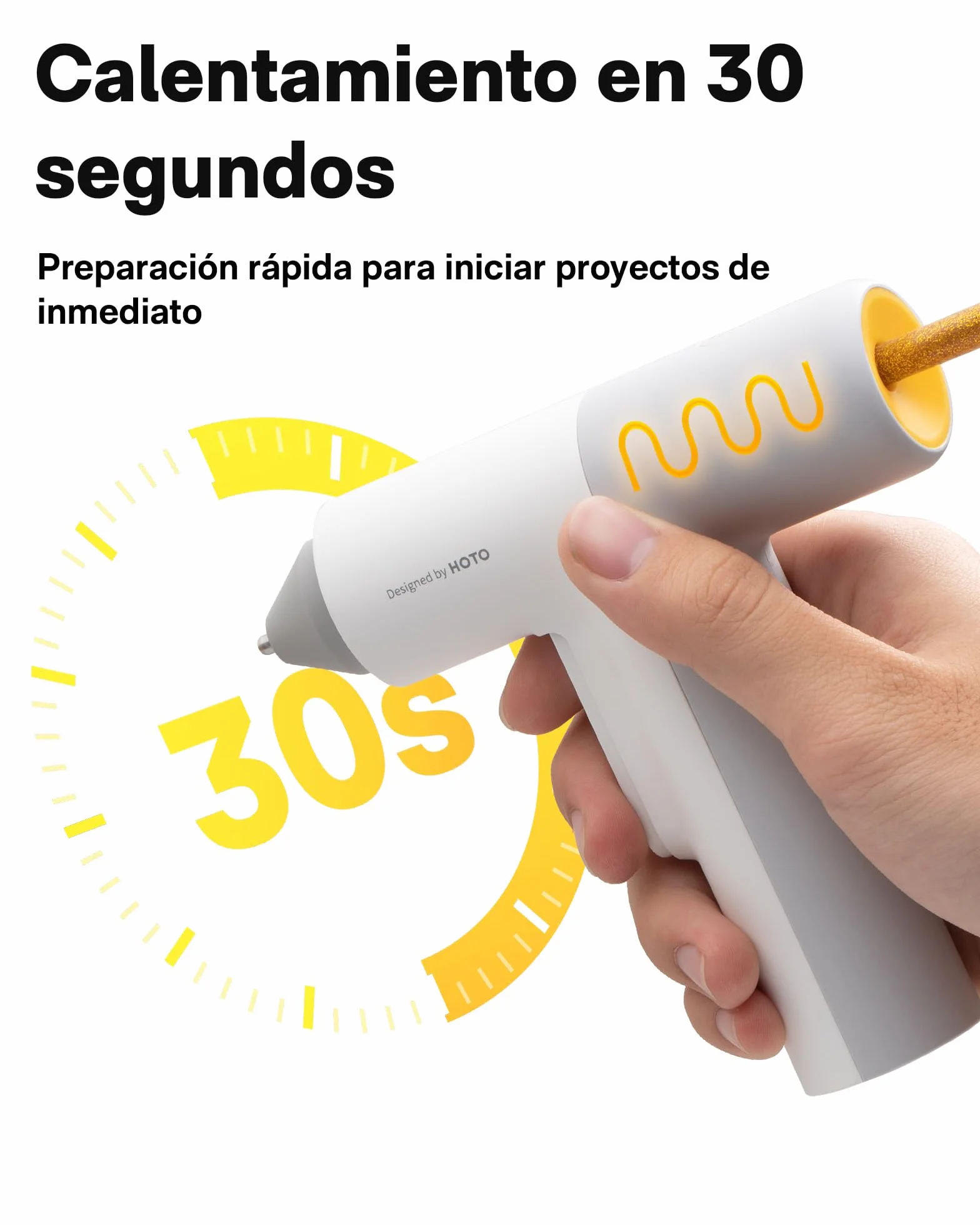 HOTO Pistola de Silicona Caliente,Pistola Pegamento Caliente Calentamiento Rápido 30S, 3000mAh Batería Recargable por USB-C,Con 40PCS Barras,Para Bricolaje Arte,Empaques,Reparaciones y en El Hogar