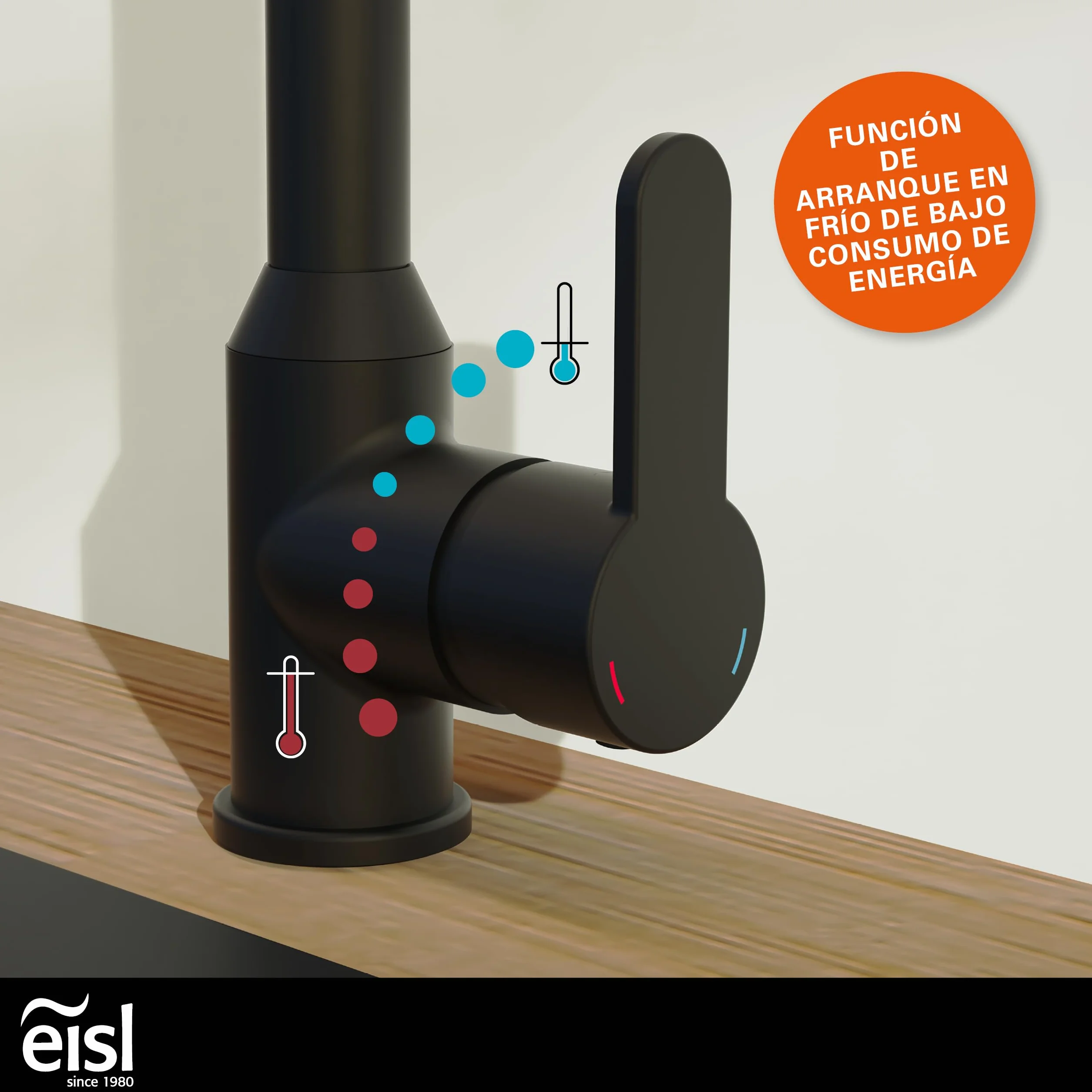 EISL Monza grifo de cocina negro, mezclador de fregadero negro giratorio 360°, mezclador de cocina negro con caño alto, grifo de cocina en negro, NI182MONB