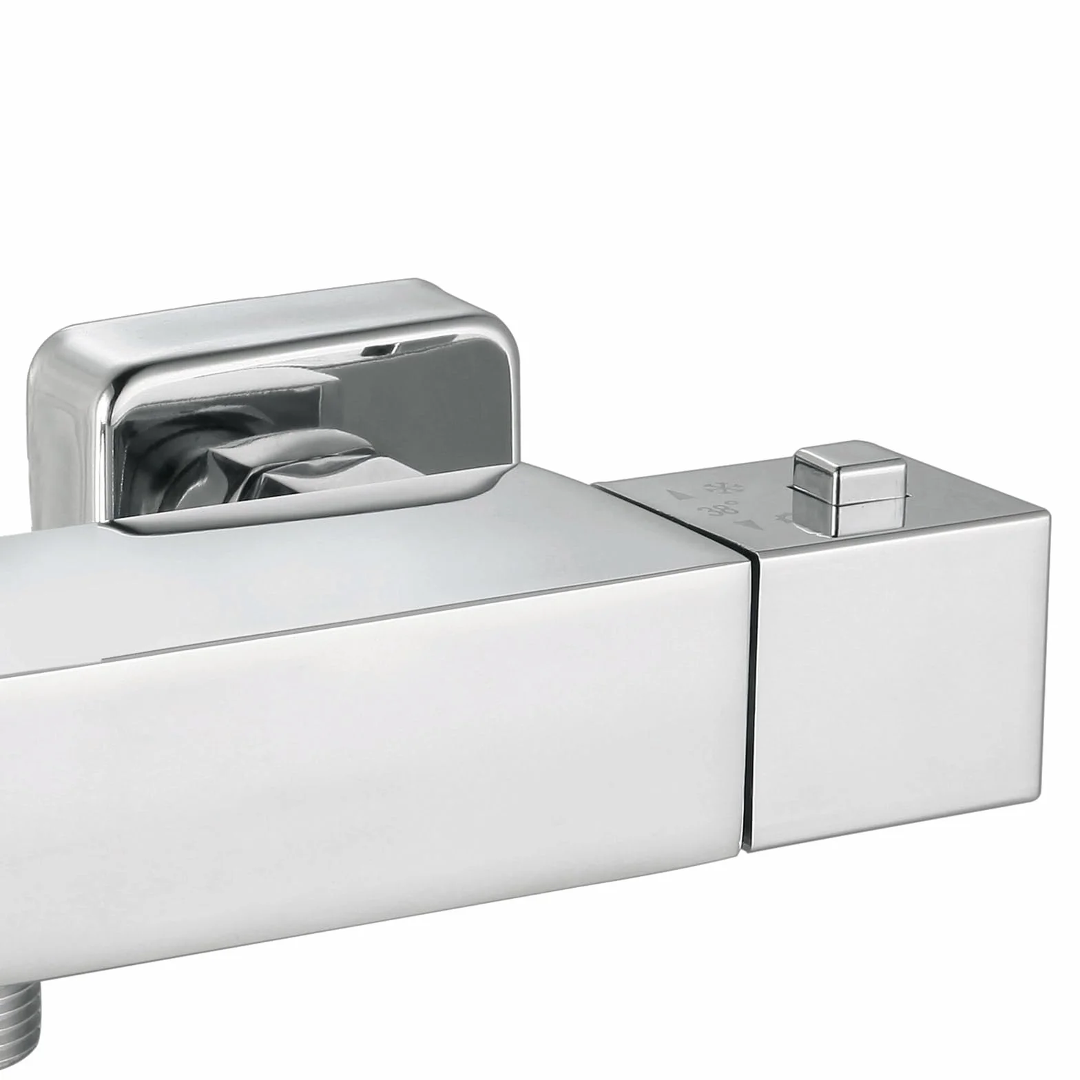 Grifo Mezclador de Ducha K2O Chillout Relax 26,2x6,3x7,1 cm Diseño Cuadrado de Latón Cromado con Grifo Termostático y Dos Mandos