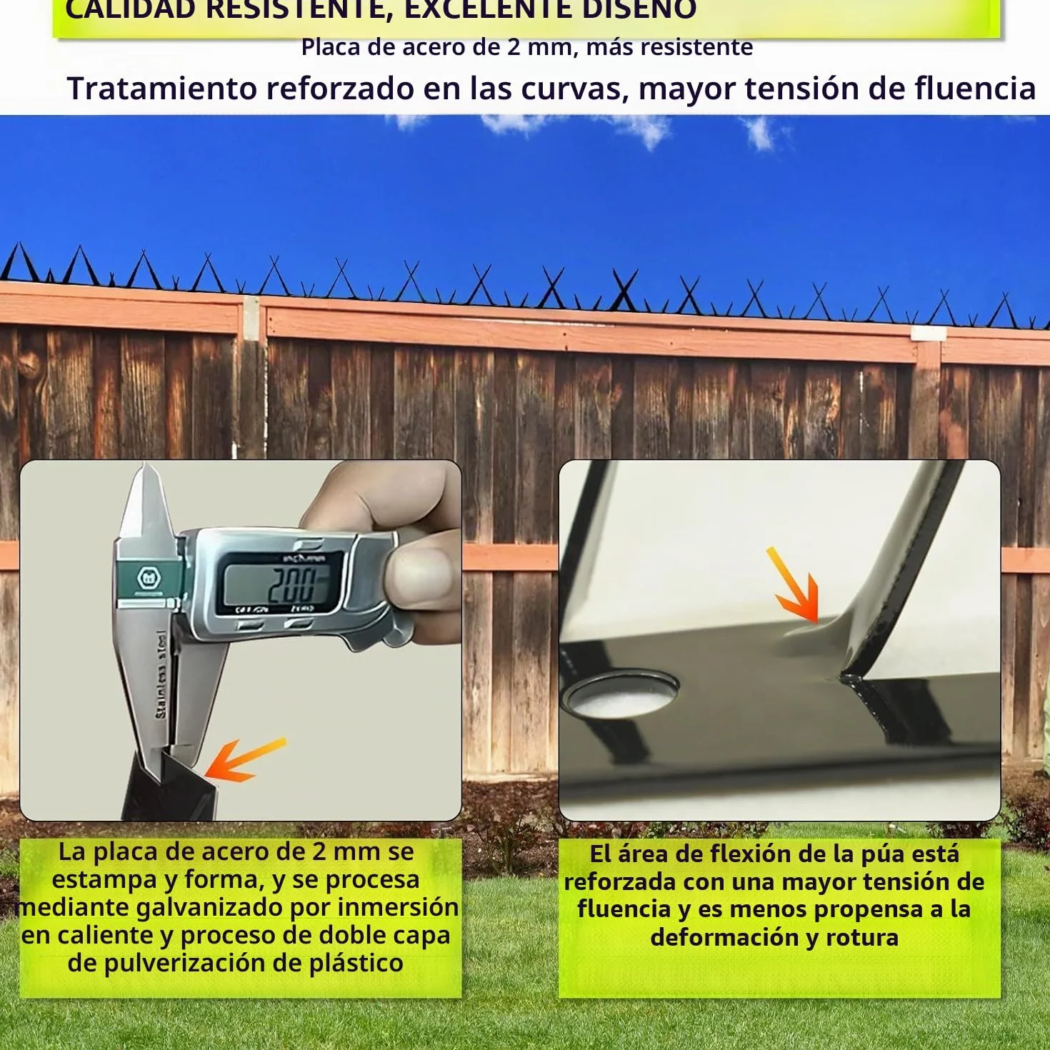 Clavos de pared de valla de puerta antirrobo, clavos de pared de valla de Seguridad y escalada Building Supplies - Pinchos de seguridad de metal (39x10 cm, 8 unidades,para proteger a los defensores