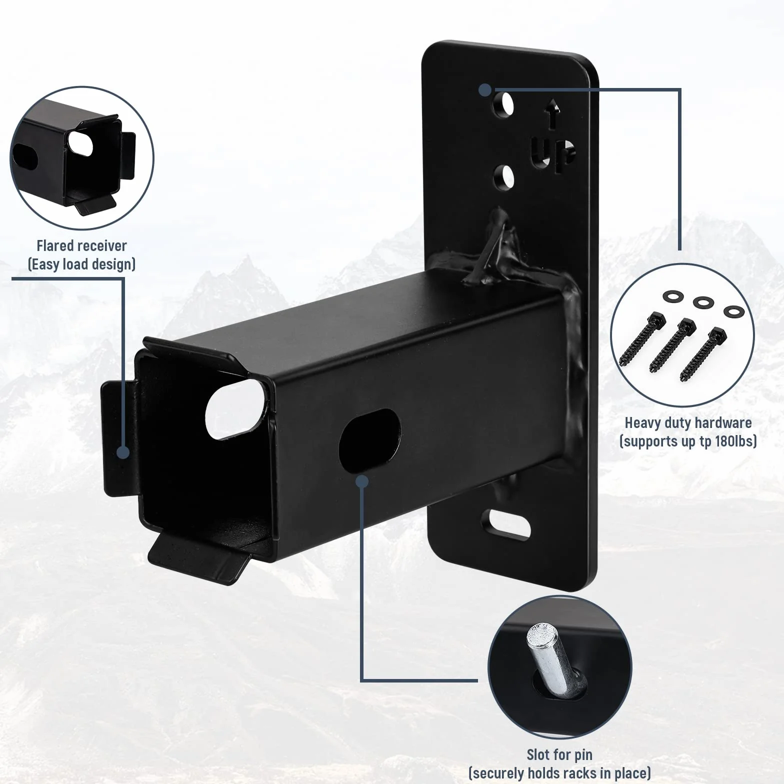 Adaptador de montaje en pared de 2 pulgadas, Colgador Bici Pared, Soporte de Pared para Bicicleta y Carga, Receptor de Enganche de Remolque Resistente