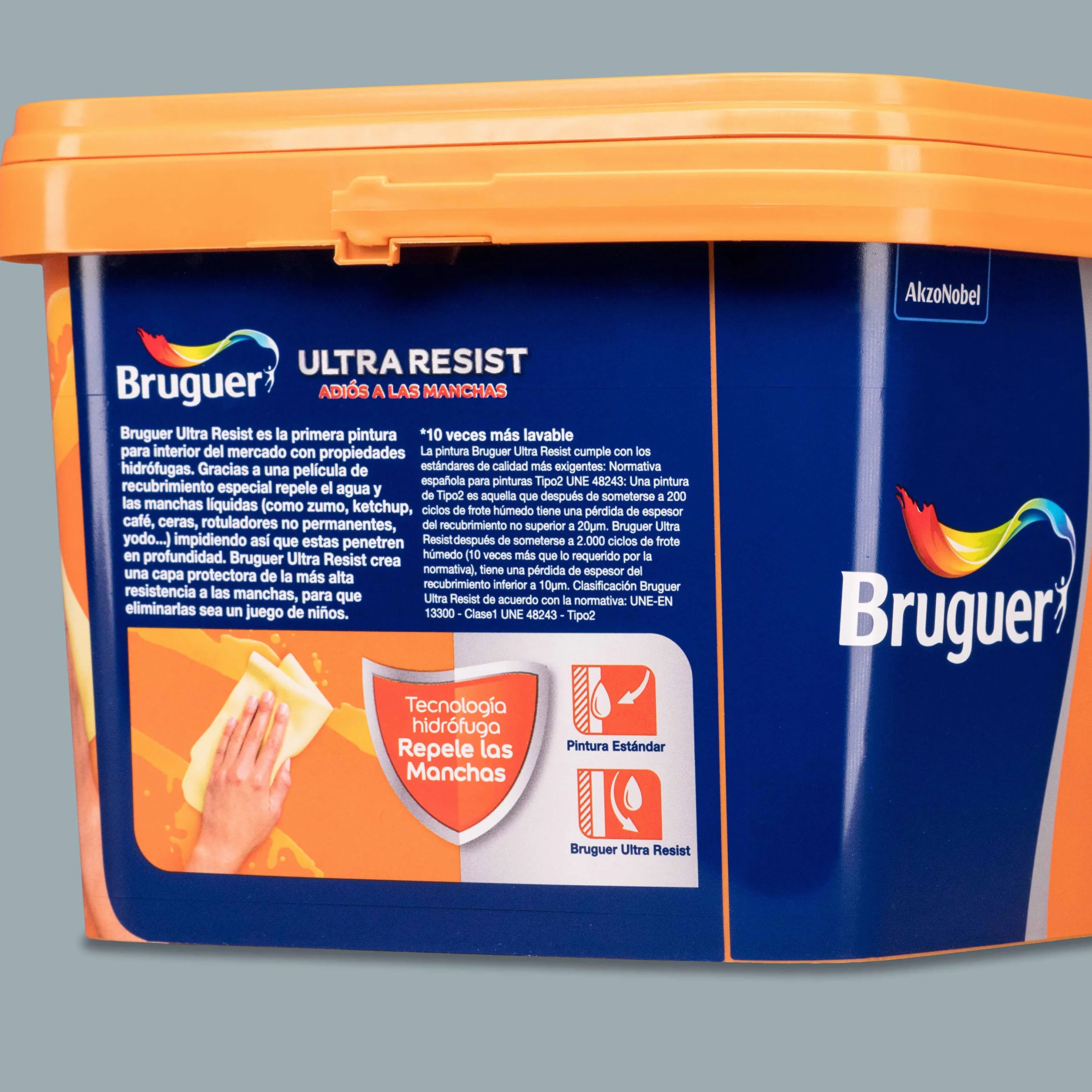 Bruguer ULTRA RESIST Pintura para paredes ultra lavable Gris Polar 4L