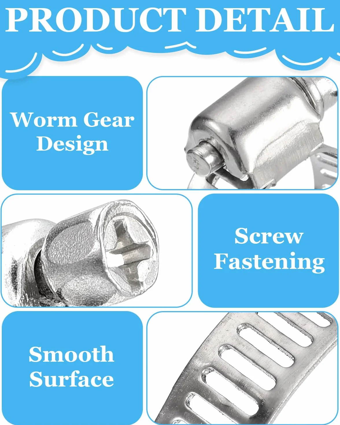 6 piezas Abrazaderas Metalicas para Tubos, Acero Inoxidable Ajustable 16-25 mm, Abrazaderas Tubo, de Manguera de Acero Inox para Mangueras Tubería de Agua Piscina