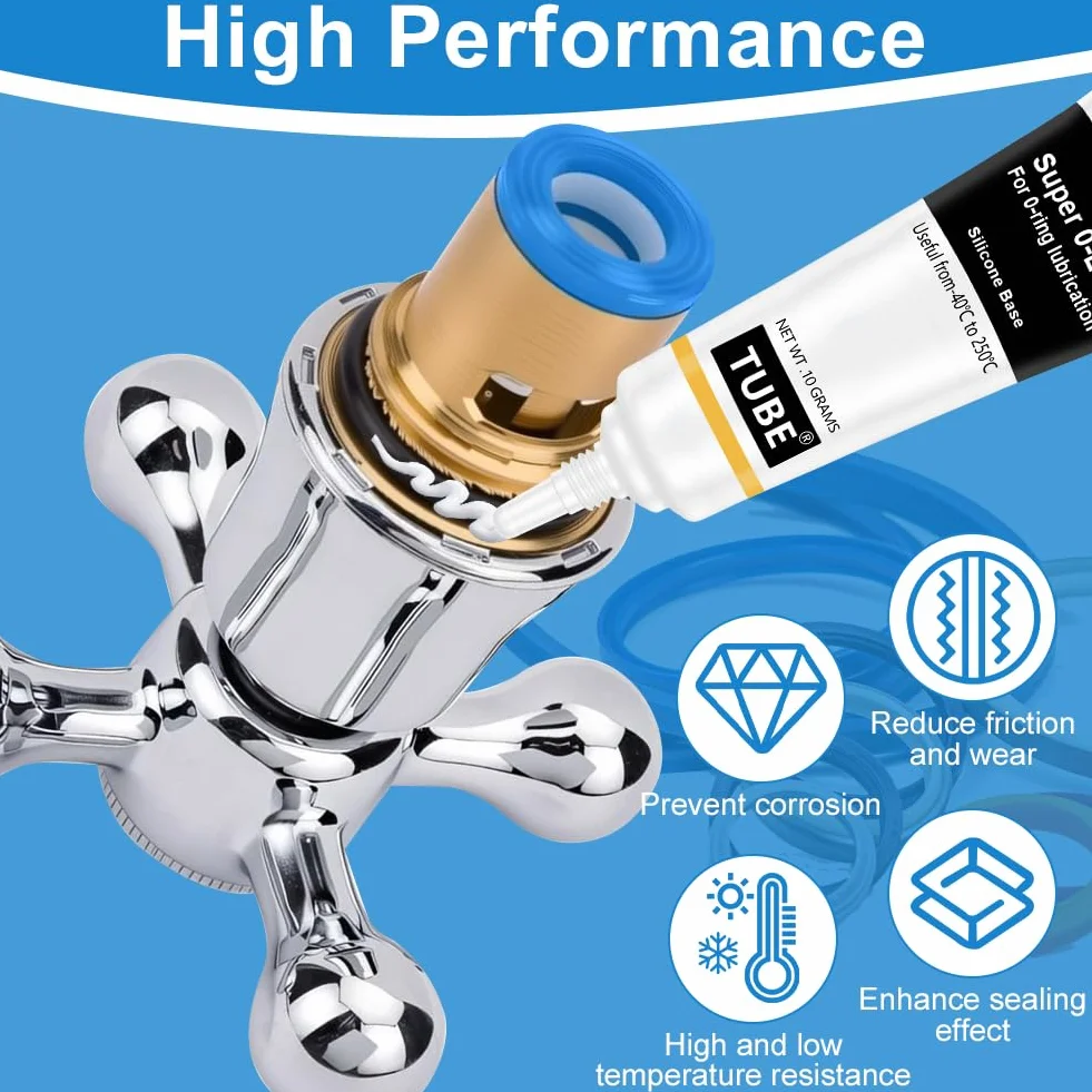 AUAUY 3 Piezas Grasas de Silicona mit Silikonpinsel, Lubricante de Silicona para Juntas Tóricas,Juntas, Lubricación de Máquinas, Equipos de Buceo, Filtros de Agua, Sellador de Válvulas, 10 g, Tubo
