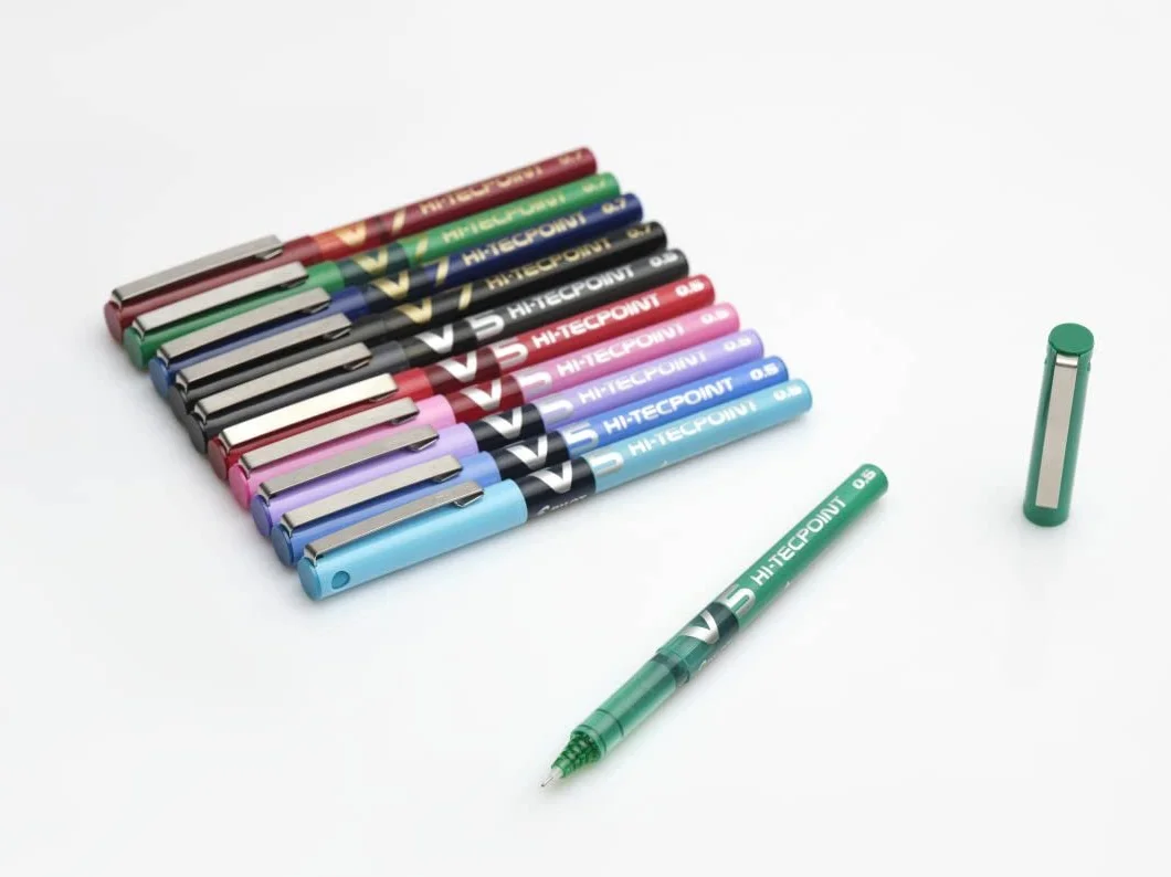 PILOT Caja de 4 V5 Bolígrafos Roller Tinta Líquida Punta de Aguja Fina 0,5mm Azul