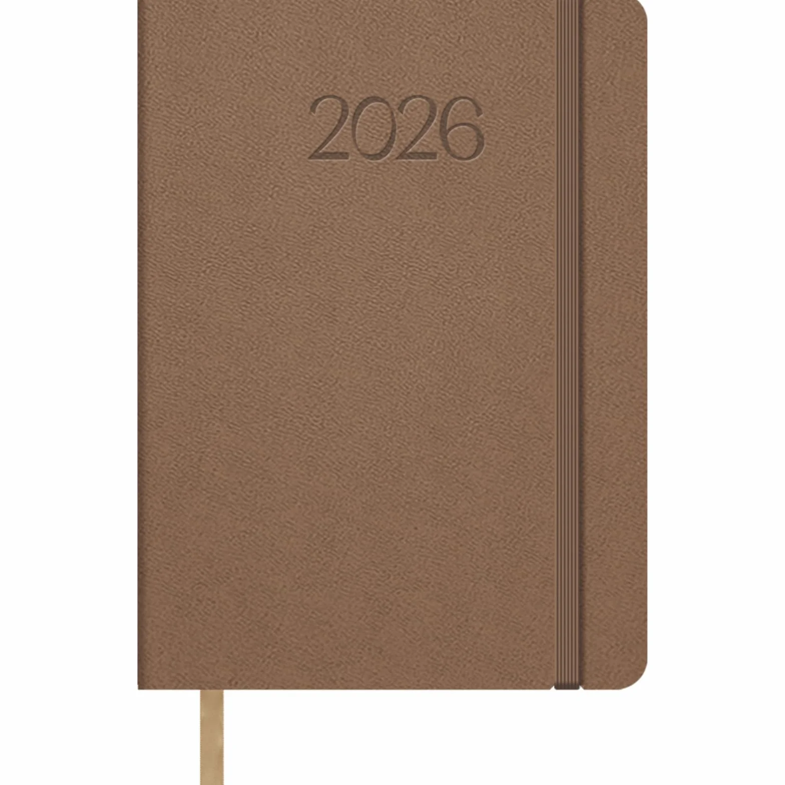 Agenda 2026 Día Página Tamaño A5 14x20 cm Polipiel Cierre Goma Elástica 12 Meses Planificador Anual Español Manhattan Cámel