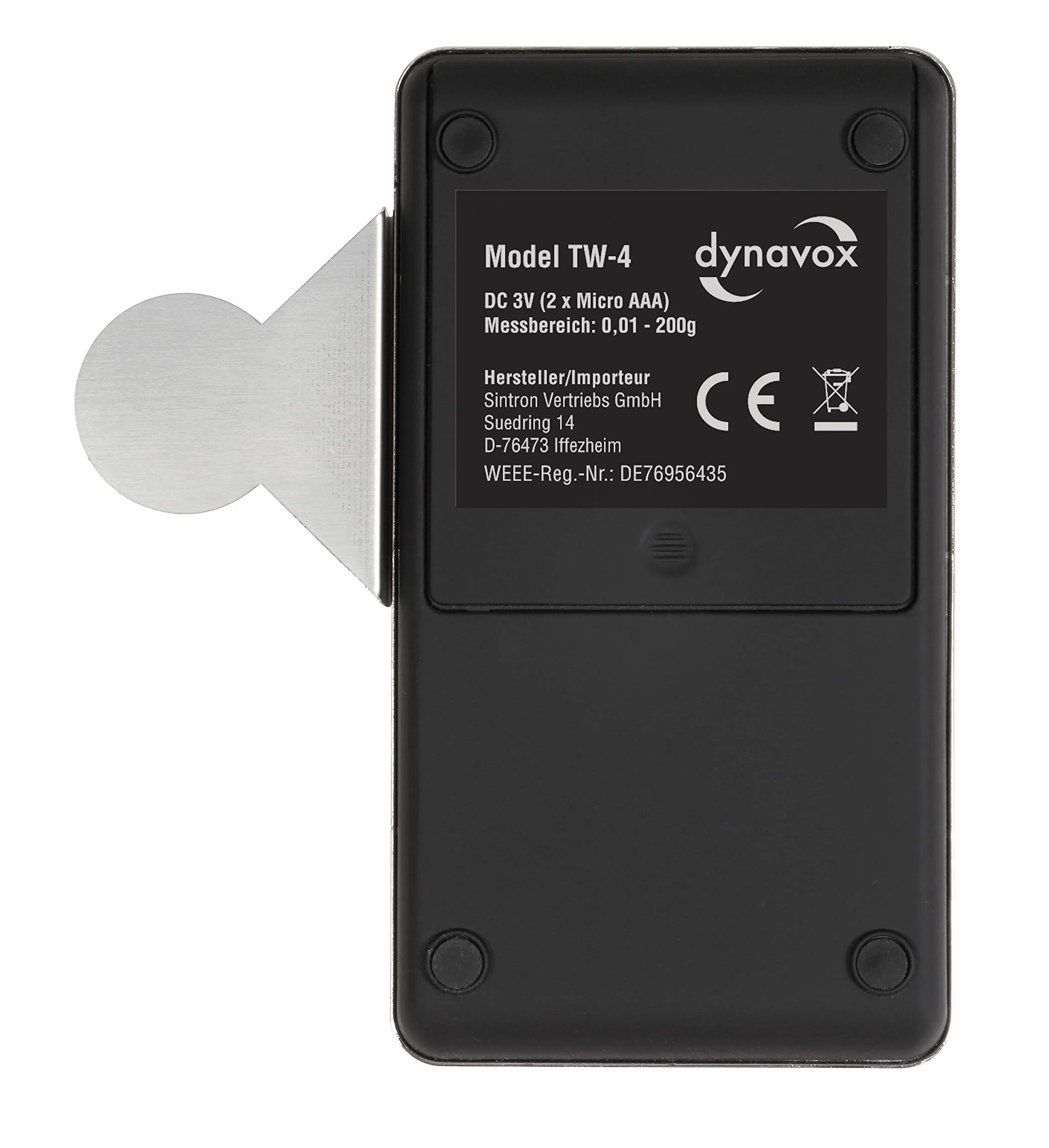 Dynavox Balanza Electrónica TW-4, Medición y Ajuste de Fuerza de Apoyo para Cápsulas de Tocadiscos, Plataforma Antimagnética de Alta Precisión