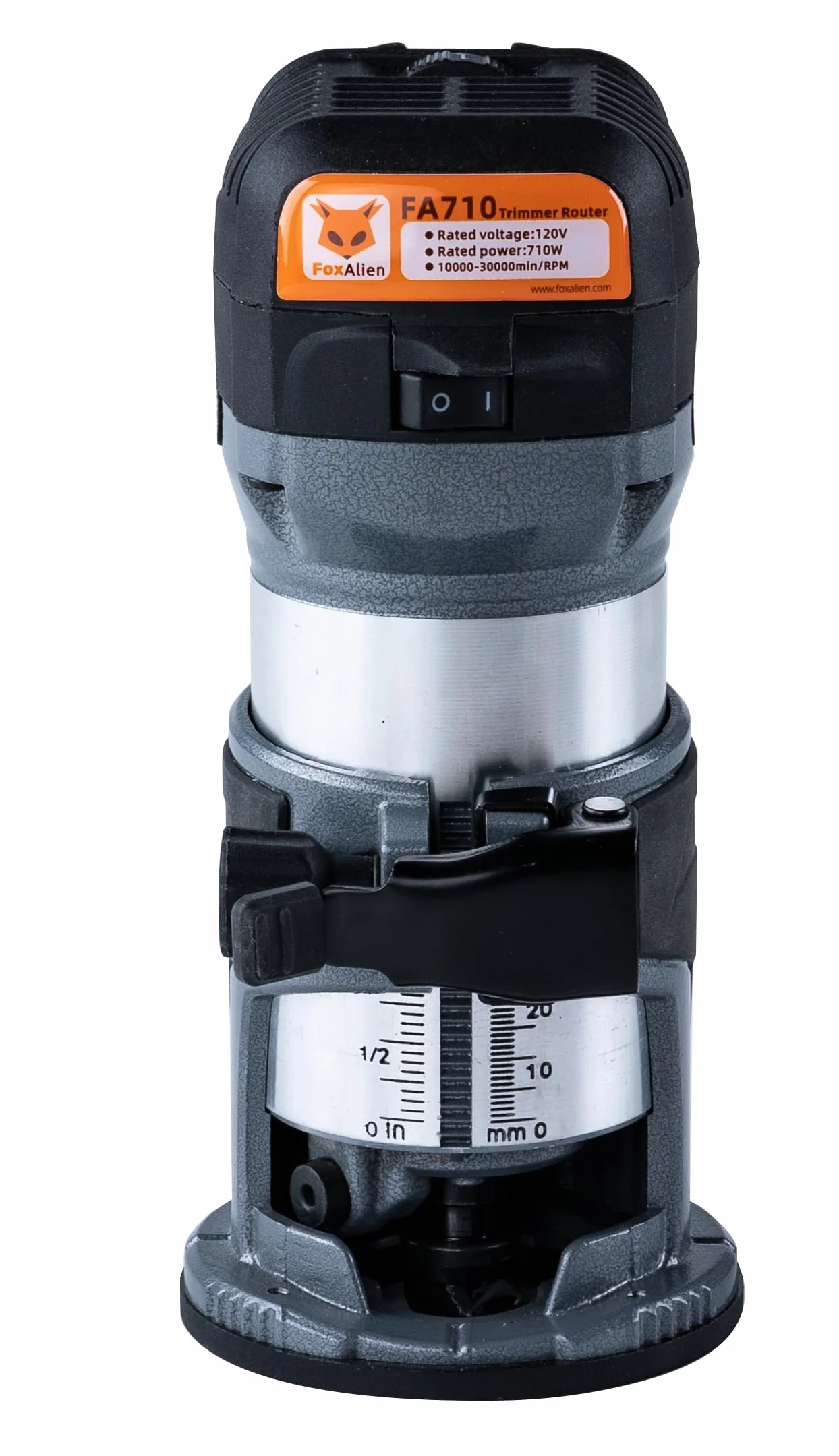FoxAlien 1 HP 710 W 65 mm de diámetro compacto router de palma para fresadora CNC, 6 velocidades variables Max 30000 R/MIN recortadora de madera con colección de 1/4 pulgadas