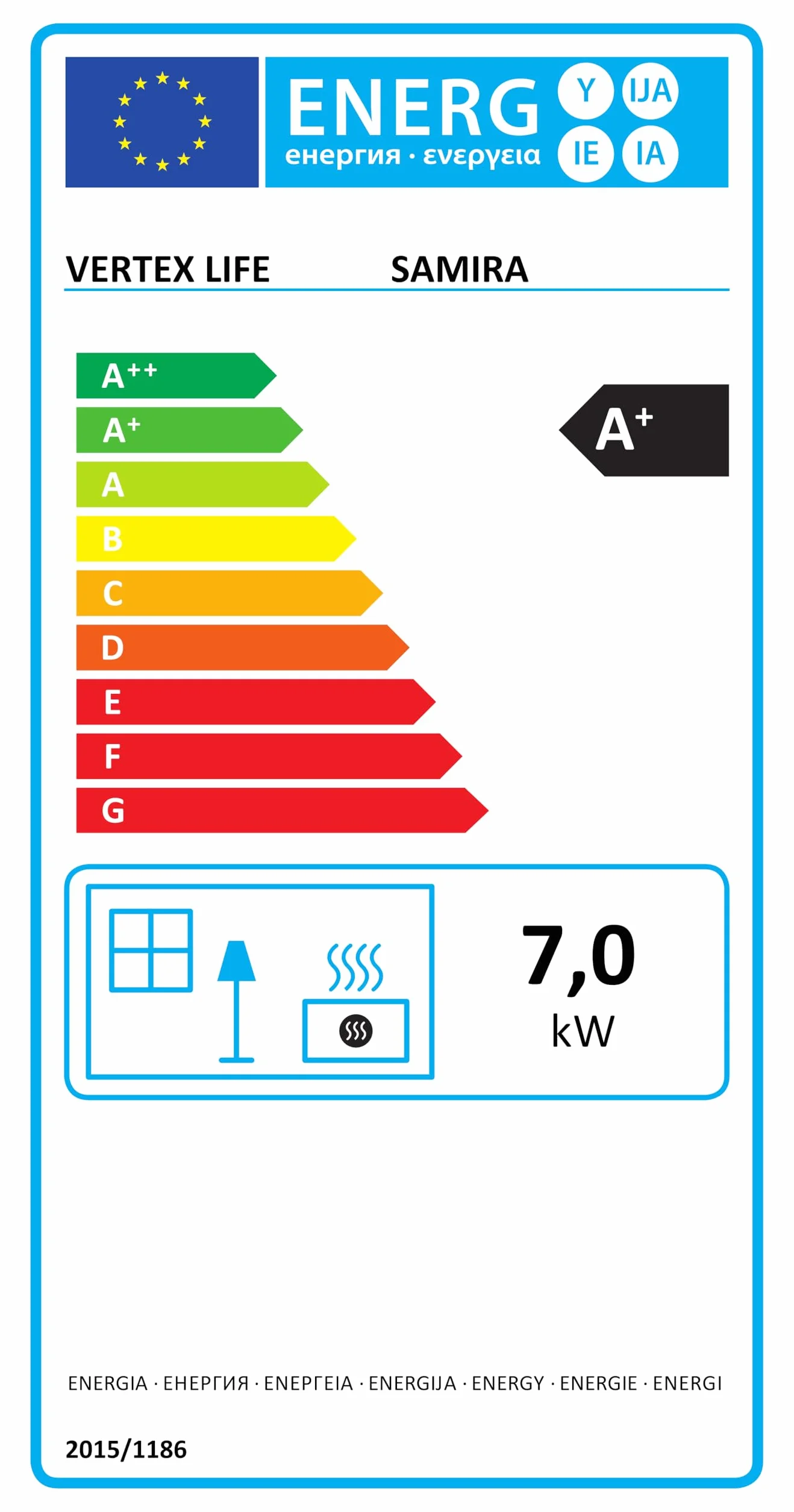 EIDER BIOMASA Estufa de Leña SAMIRA – 10,56 kW – Rendimiento 85,74% – Hasta 145.0 m³ – Doble Combustión – Certificada CE