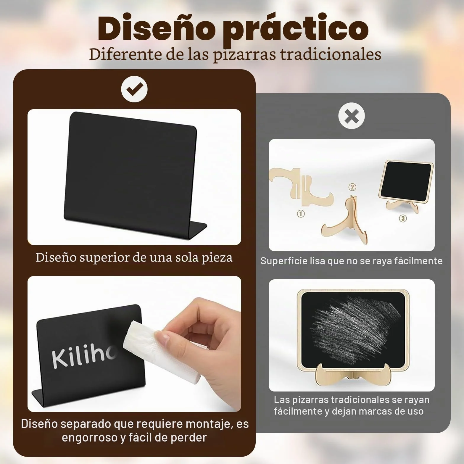 Mini Pizarras Negras para Precios - Tablero Tiza Acrílica con 6 Rotuladores - Carteles Mesa Restaurante