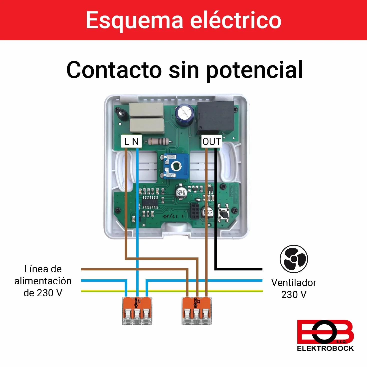 Sensor de humedad ELEKTROBOCK SN130 para el control automático del ventilador | baño, lavandería y sótano | detección y eliminación de humedad excesiva