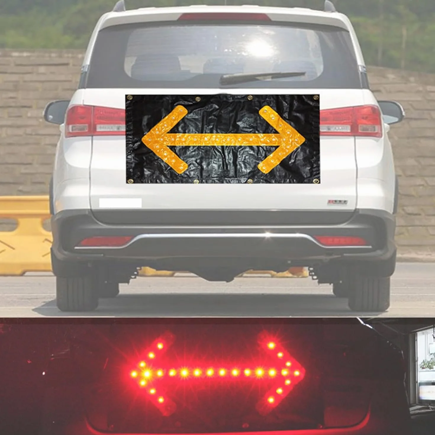 Luz de guía de tráfico magnética plegable de 18" x 33,5" - Señal de flecha de tráfico LED for mantenimiento de carreteras y señales de emergencia