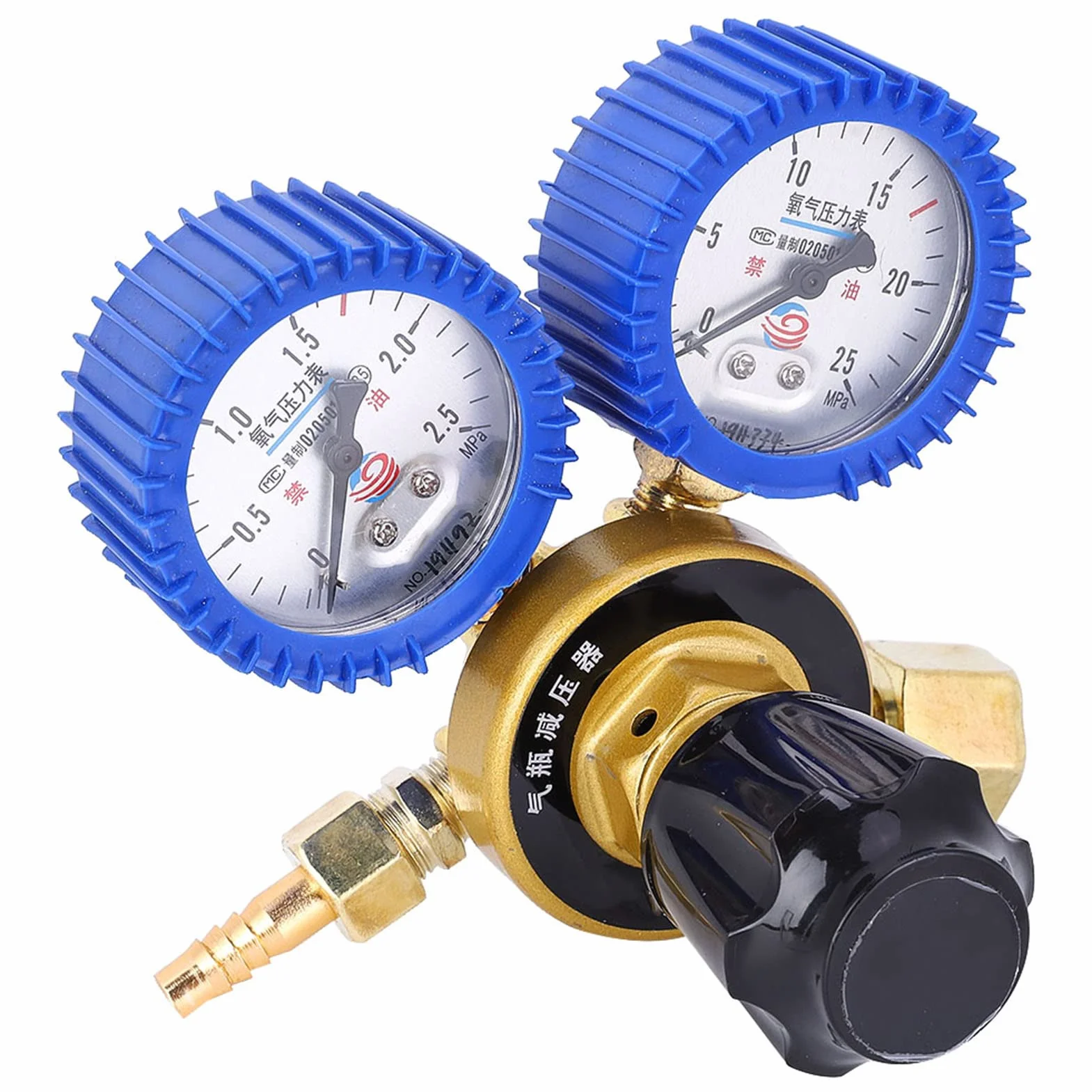Manómetro de Oxígeno, Cuerpo de Aleación, Regulación de Presión Estable, Reductor de Presión de Gas de Oxígeno con Medidor de 0,4 a 25 MPa para Accesorios de Oxígeno