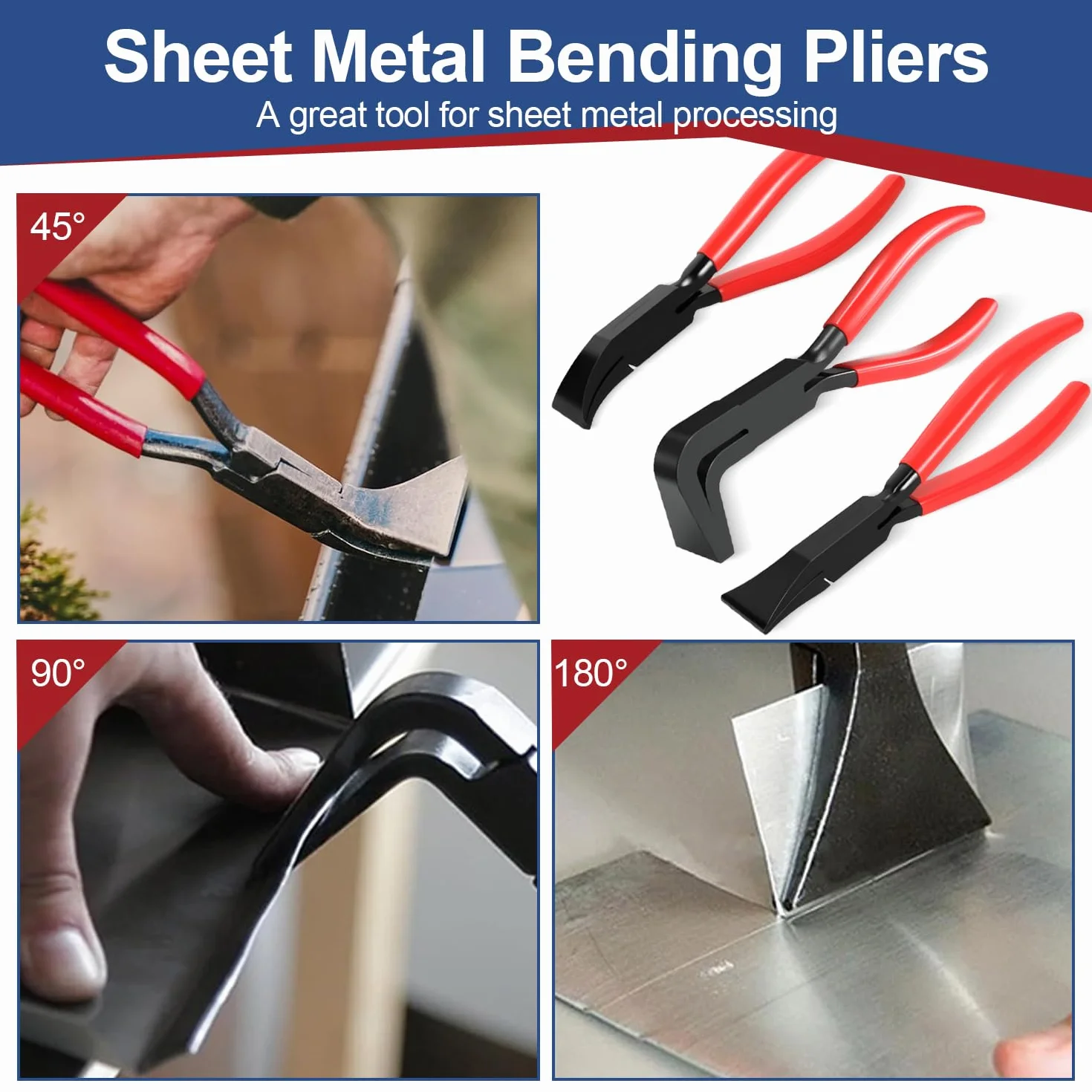 3 Piezas Juego de Alicates Doblar Chapa Alicate Plegar Chapa Dobladora Portátil Manual (0°, 45°, 90°) 22 mm de Mandíbula para Reparadores Entusiastas del Bricolaje para Doblar y Enderezar Chapas meta