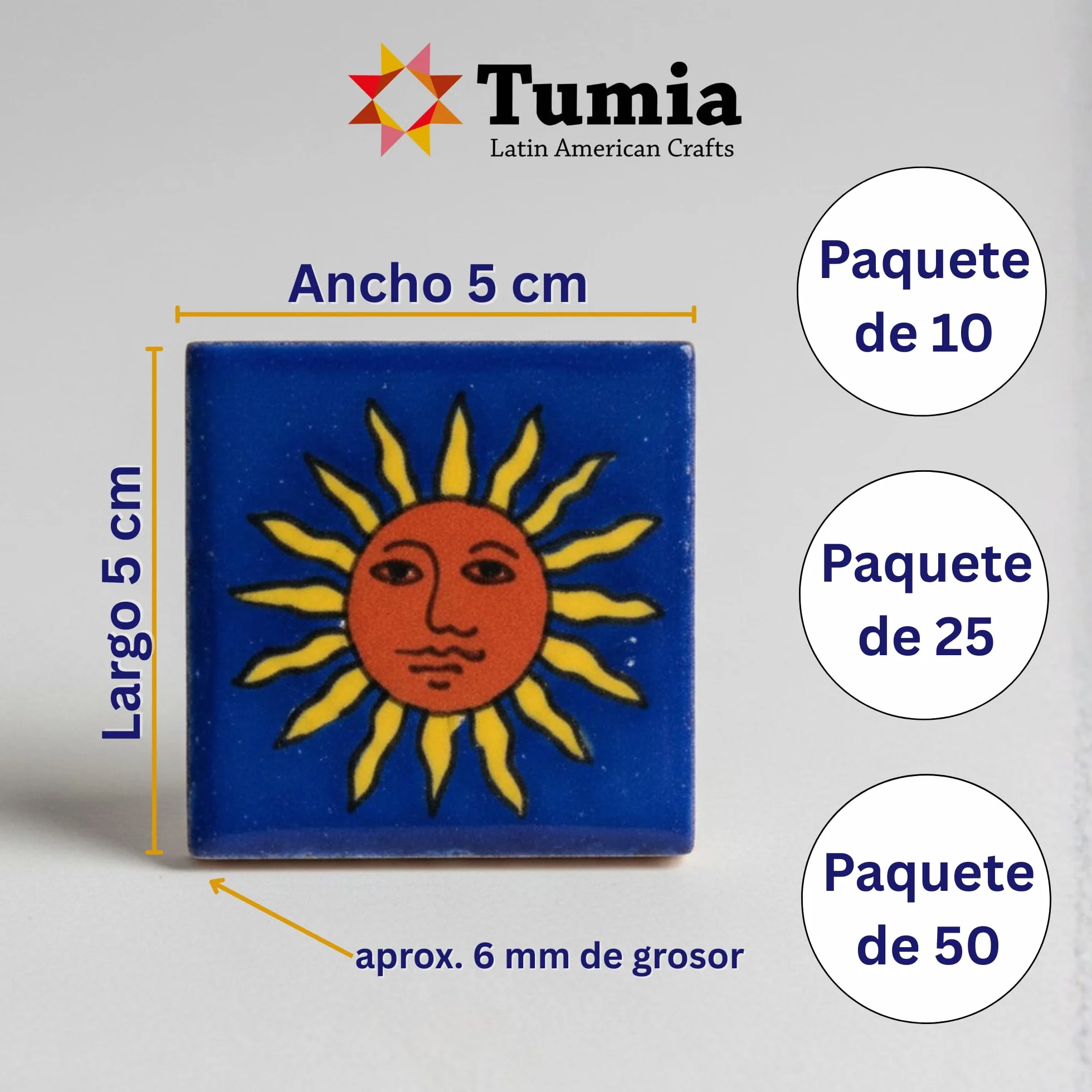 Tumia LAC - Azulejos Talavera Mexicanos Artesanales Estilo Sierra - Ceramica para Manualidades y Salpicadero Cocina Bano - Azulejo individual