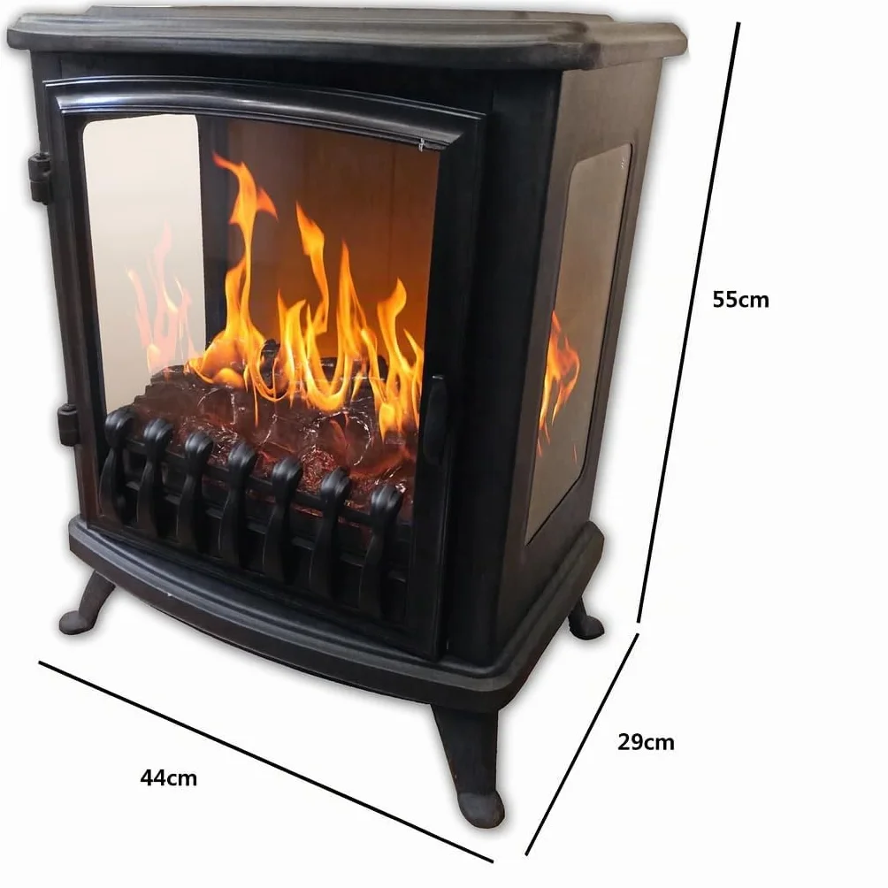 CHEMIN'ARTE Chimenea eléctrica con Efecto Llama Leds, Chimenea Decorativa, con calefacción, bajo Consumo, Inserto de Chimenea