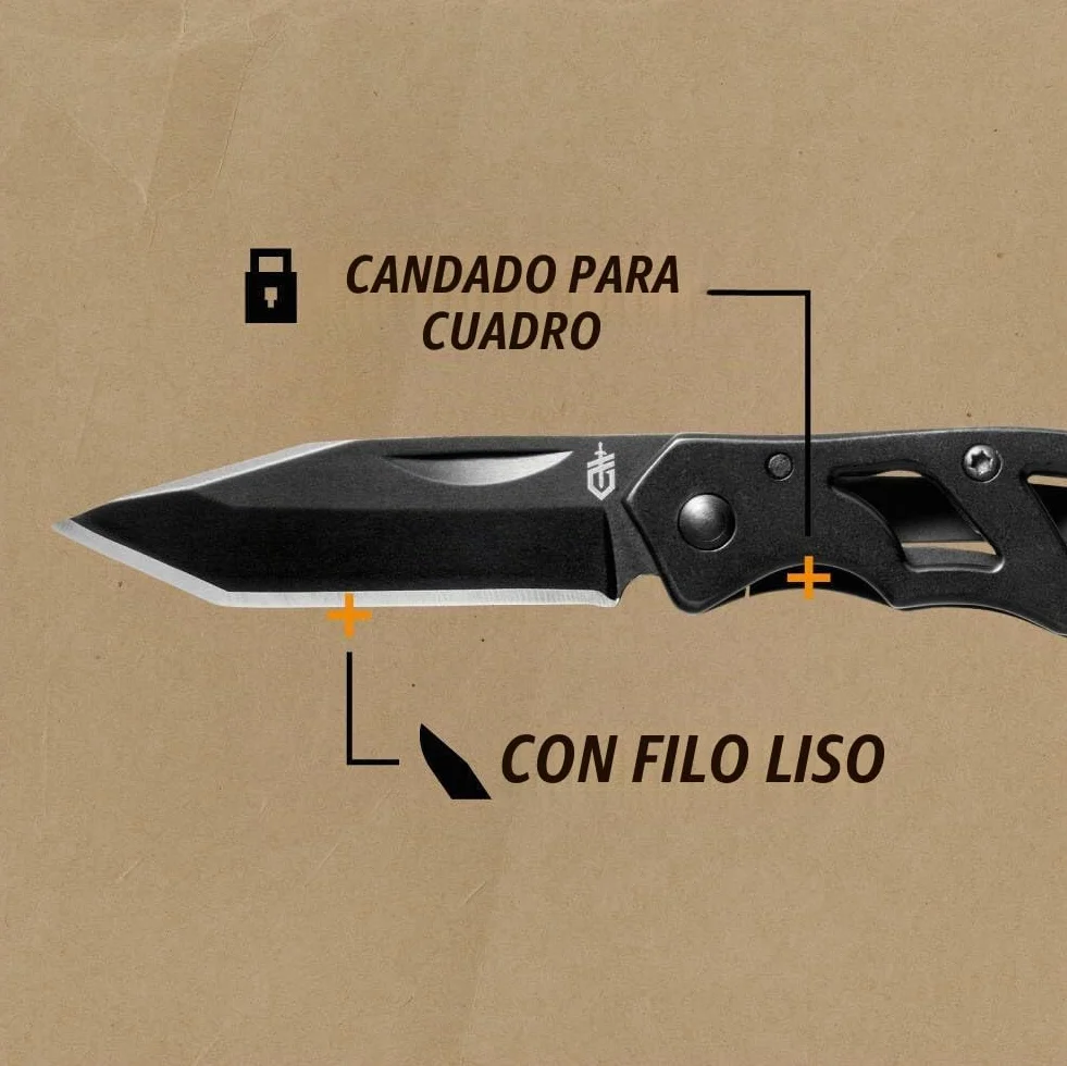 Gerber Paraframe Mini, Navaja Unisex Adultos, Negro (Black), Tanto