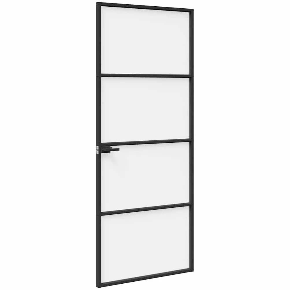 vidaXL Puerta para el Hogar 83 x 201,5 x 3,5 cm, Puerta Interiores Rectangular Moderna, con Cristal Templado y Marco de Aluminio, Ideal para hogar, Oficina y renovaciones