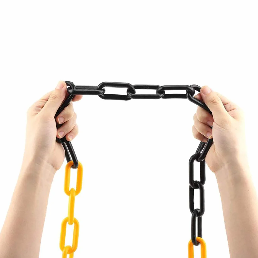 Cadena de barrera de plástico para aparcamiento, barrera de plástico, cadena de peligro, negro/rojo/blanco/amarillo, 5M/8M/10M (10mm* 10M, negro)