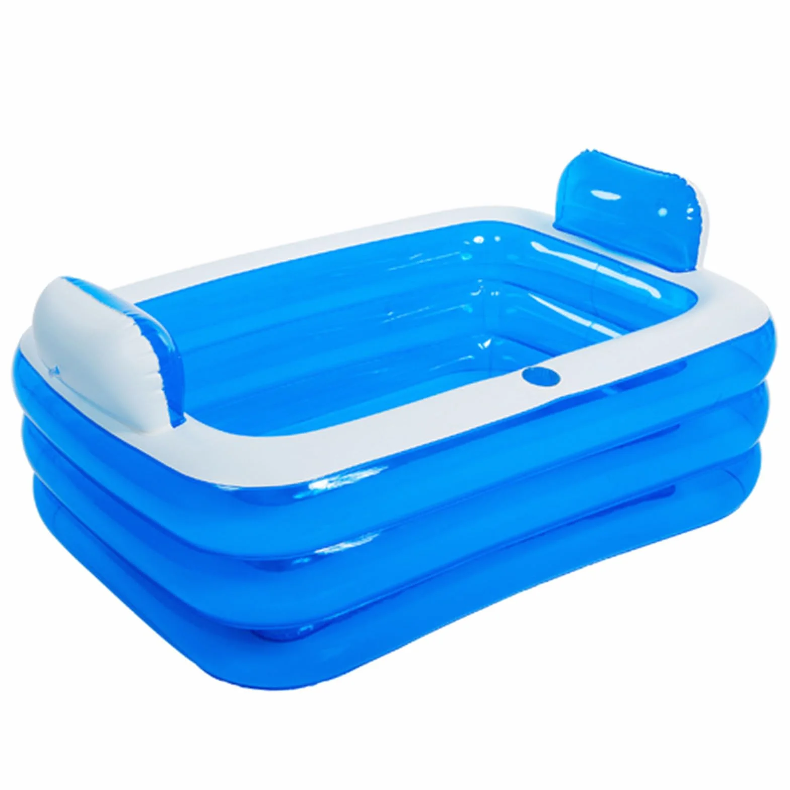 Bañera inflable portátil de spa, bañera de hidromasaje para 2 personas, tamaño adulto con respaldo y drenaje, PVC grueso plegable, para el hogar, al aire libre, viajes, piscinas