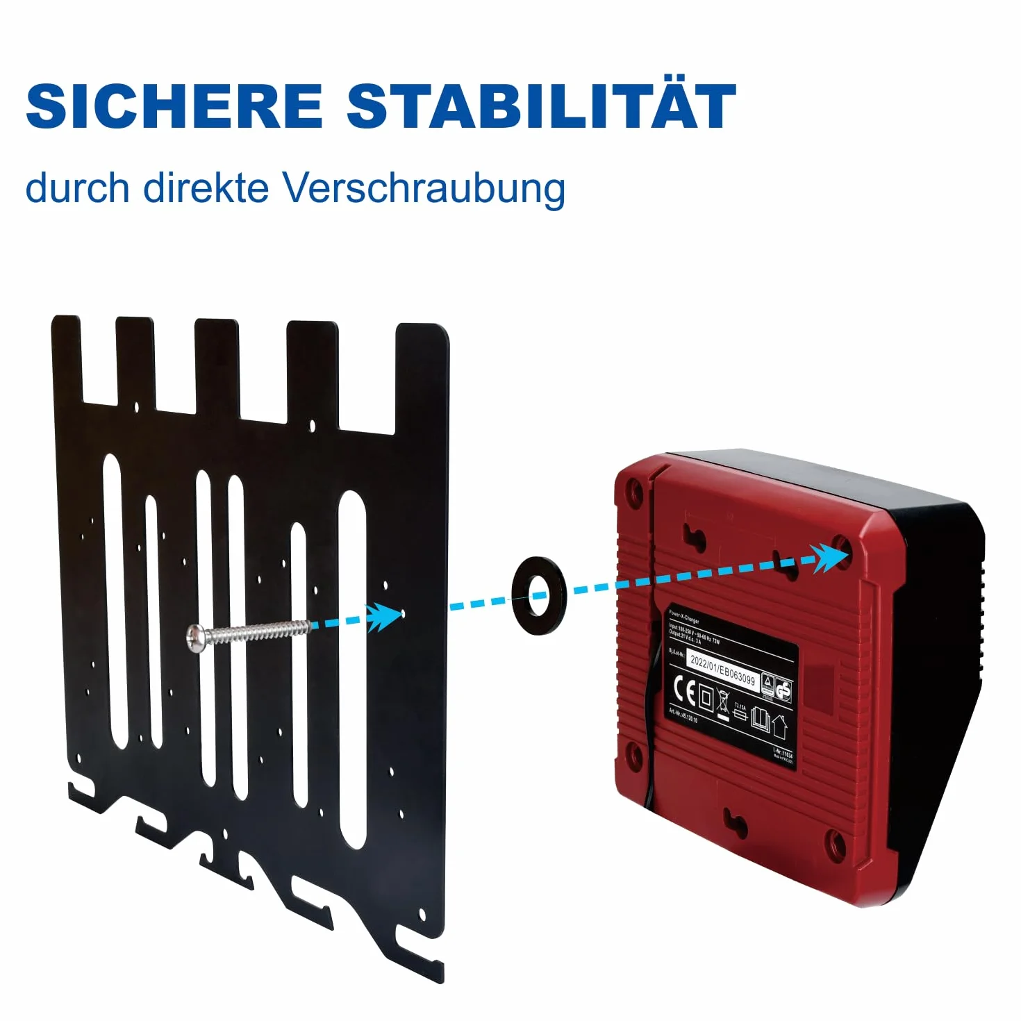 TOPOWN Soporte de pared 3 en 1 Pro para cargadores Einhell y batería de 18 V, para Power X-Change Charger, Twincharger, Fastcharger, Boostcharger