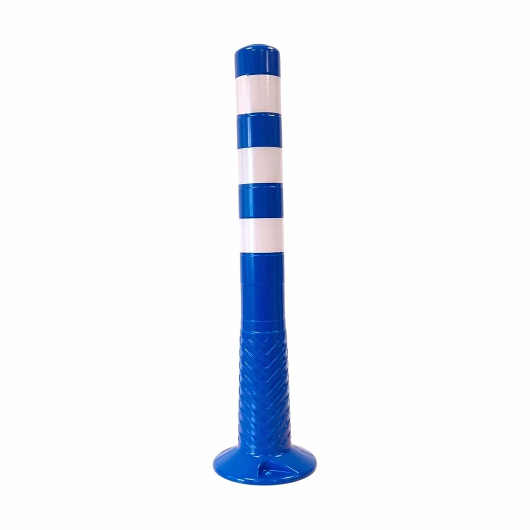 PARKING FACIL Bolardo de Señalización con Bandas Reflectantes | Hito de 75 cm | Pilona Resistente para Parking | Bolardos para Parking | Postes Separadores, Incluye Tornillería para Fijación | 1 Azul