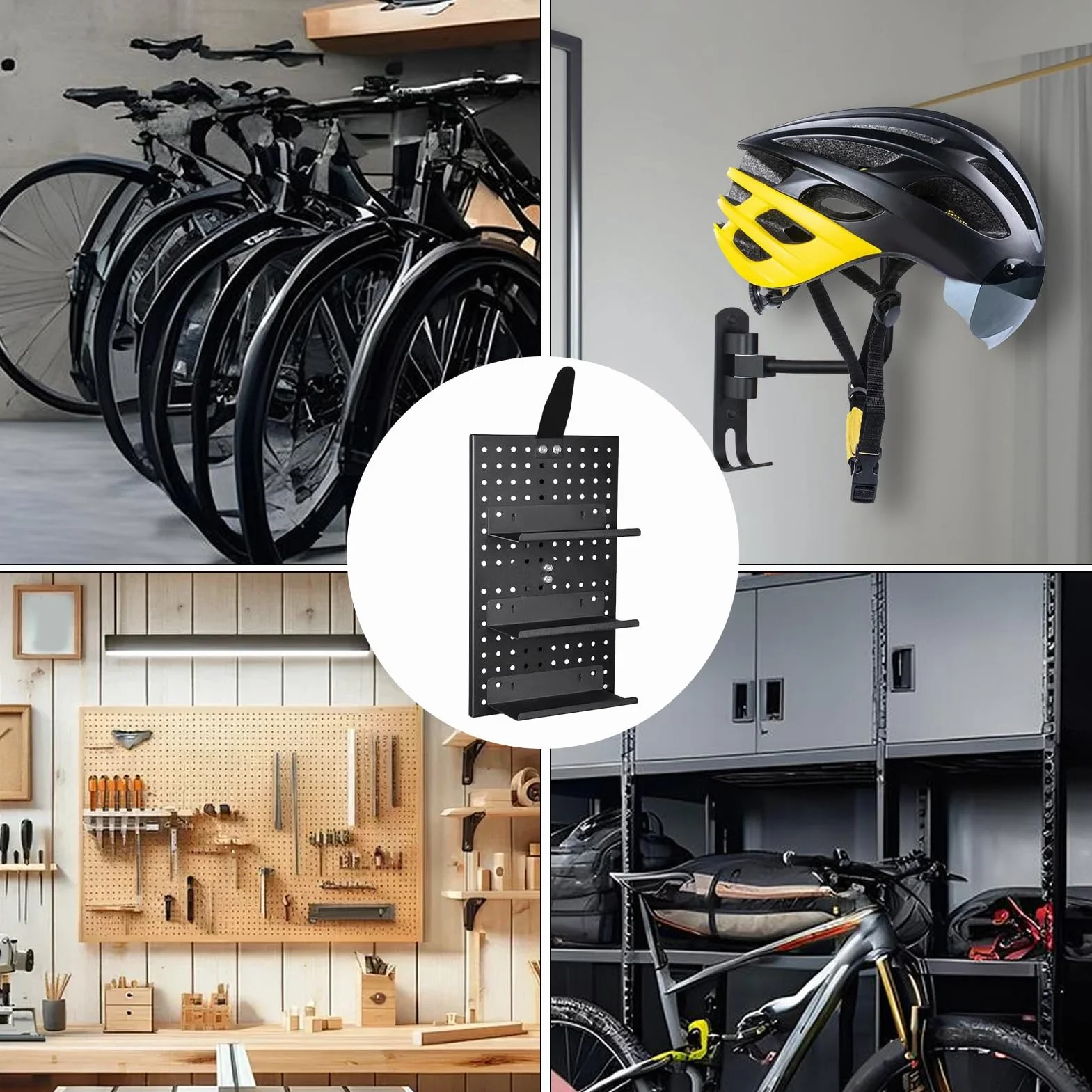La solución de almacenamiento de equipo de bicicleta está diseñada para mejorar la organización en cualquier espacio donde el equipo de ciclismo necesite un lugar dedicado. Este de