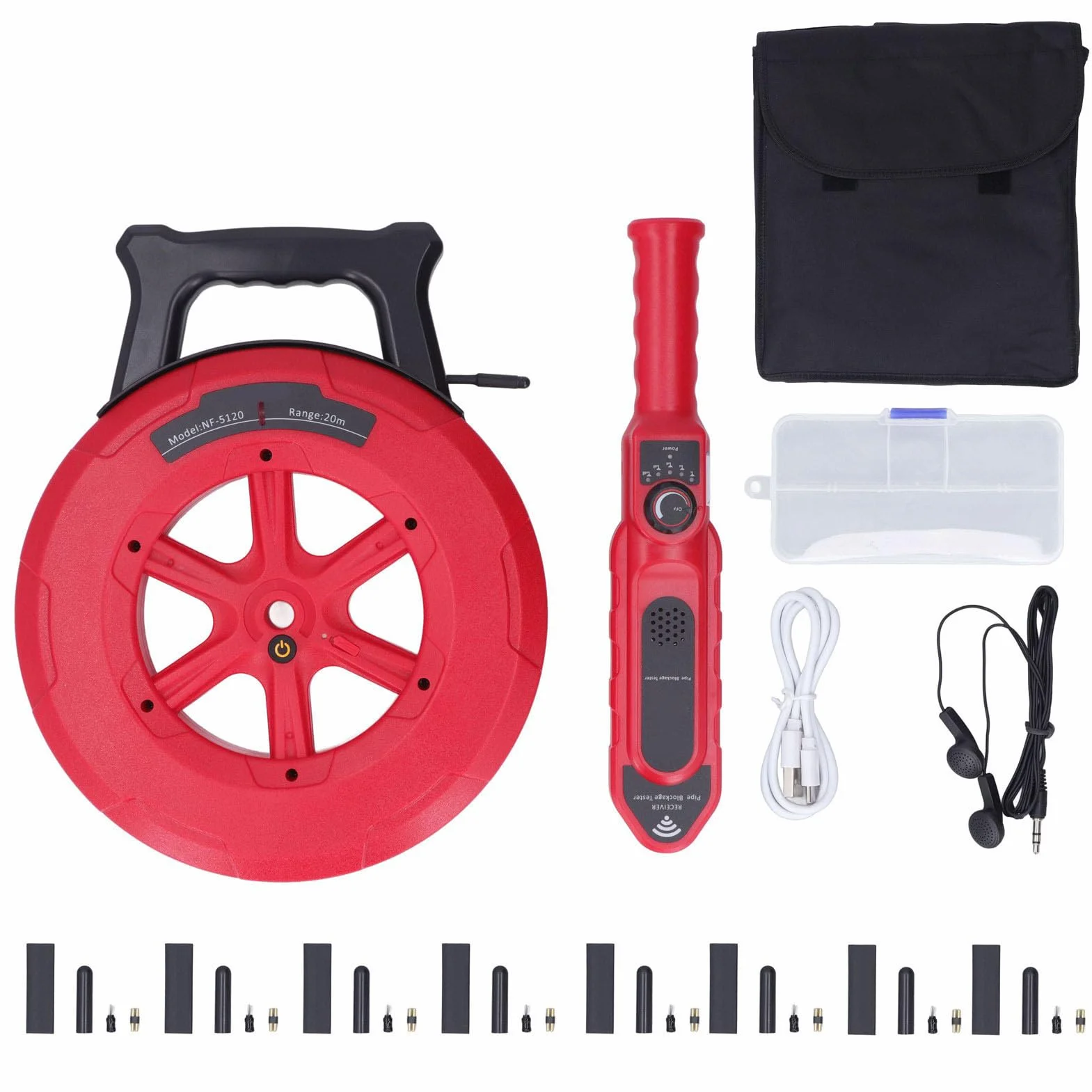 Detector de Obstrucción de Tuberías, 7 Sondas Localizador de Bloqueo de Obstrucción de Tuberías Subterráneas Escáner de Pared NF‑5120