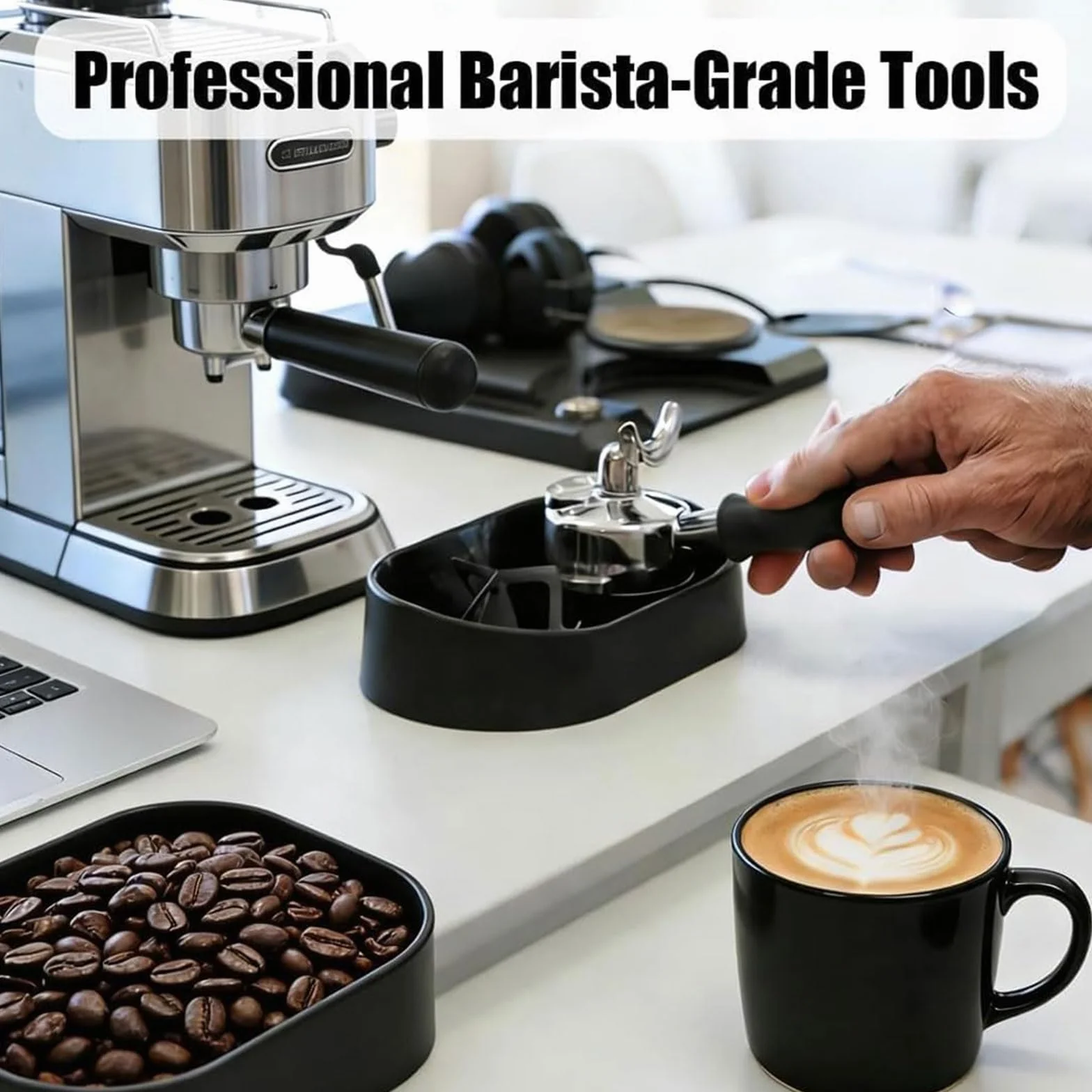 Kit De Limpieza De Portafiltro De Café, Limpiador Eléctrico Automático De Caja De Golpe Con Soporte, Cepillo De Limpieza Y Bandeja De Poso, Limpiador Automático De Caja De Golpe Para El Hogar, Cocina