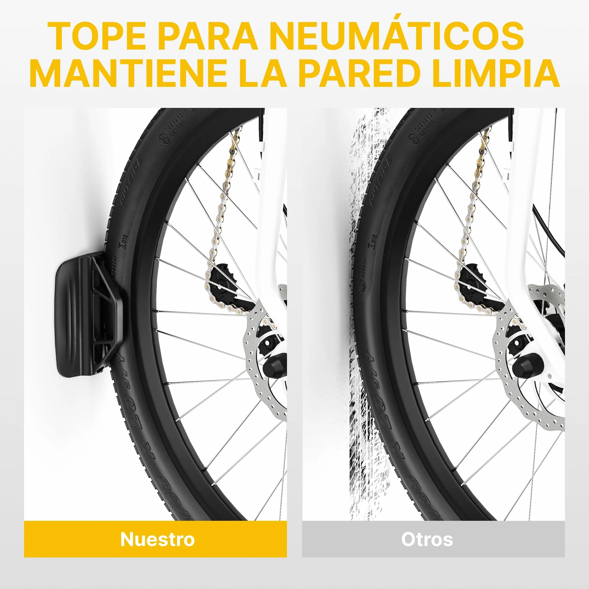 monTEK Soporte Bicicleta Pared Giratorio, Colgador Bicicleta para Garaje, Soporte Vertical para Bicicletas MTB y Carretera, Ahorra Espacio