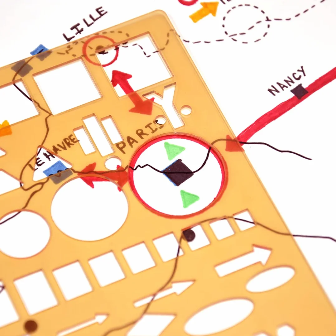 GRAPH'IT Plantilla OTAN - Normógrafo traza símbolo para mapa y esquema, GI42440, Naranja
