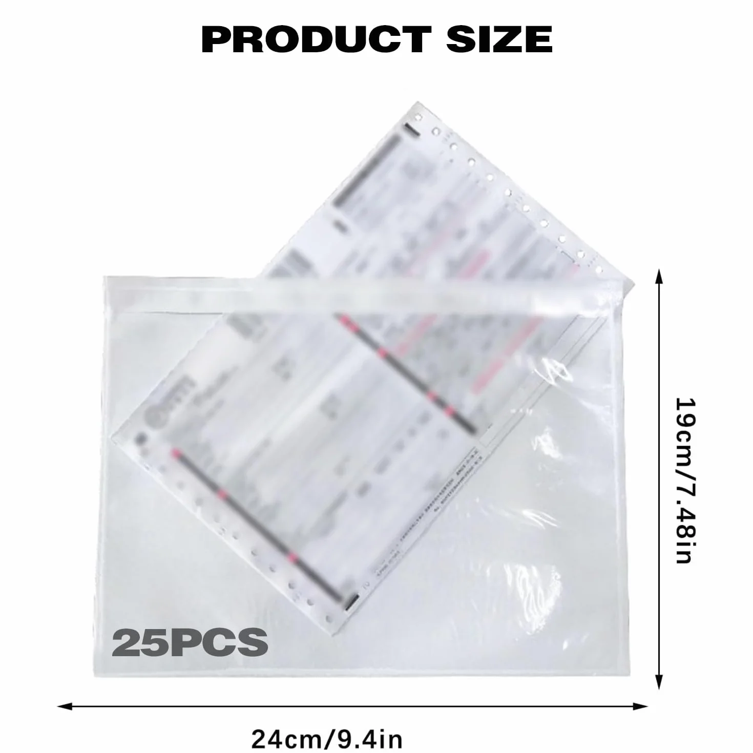Fundas transparentes para envío, Fundas autoadhesivas para papel de acompañamiento, Fundas para documentos transparentes autoadhesivas, Ideales para envolver medios impresos o textiles, 25 unidades